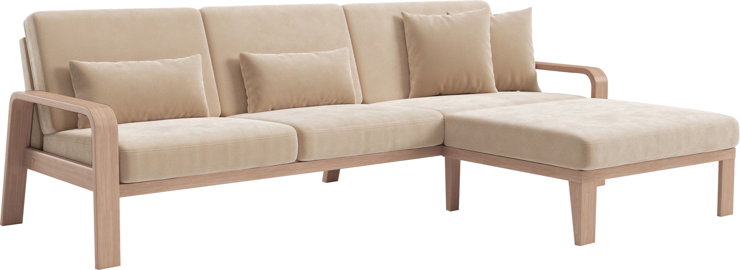 sit&more Ecksofa »Kolding L-Form«, Armlehnen aus Buchenholz in natur, verschiedene Bezüge und Farben