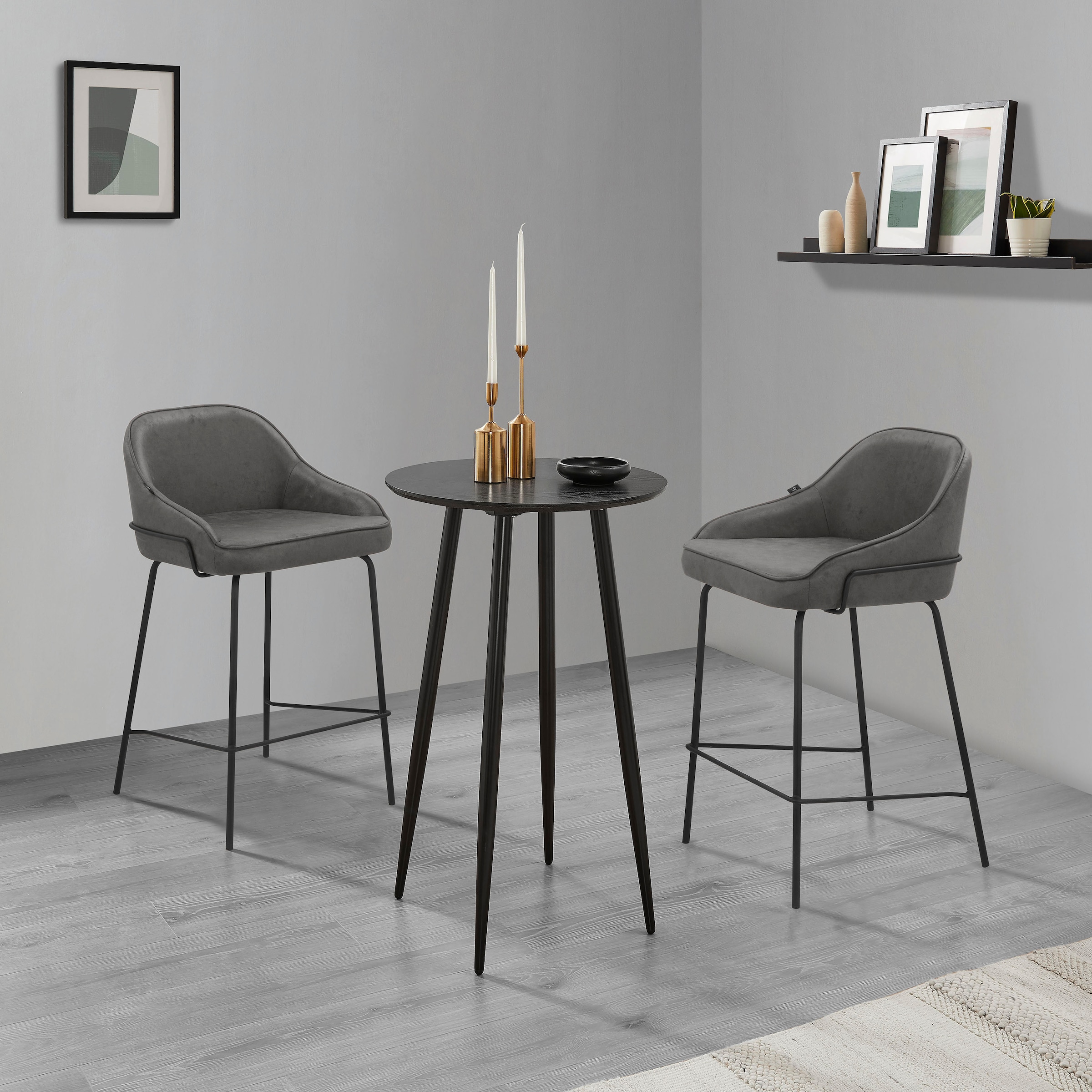 Leonique 4-Fußstuhl »Puant«, 2 St., Luxus-Microfaser, mit Stoff aus Polyester/recyceltem Polyester, Sitzhöhe 65 cm