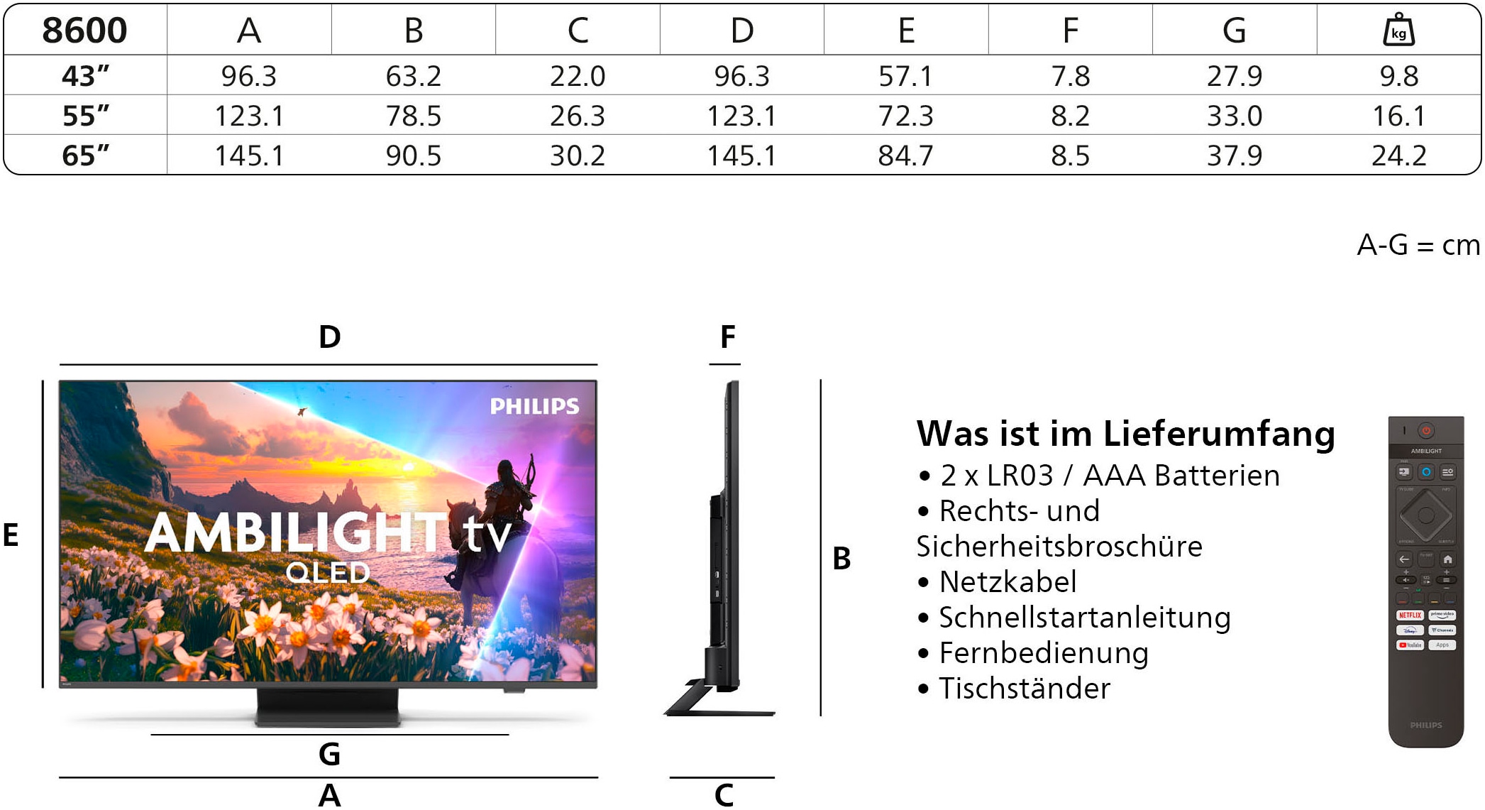 Philips QLED-Fernseher »43PUS8600/12«, 4K Ultra HD, Smart-TV