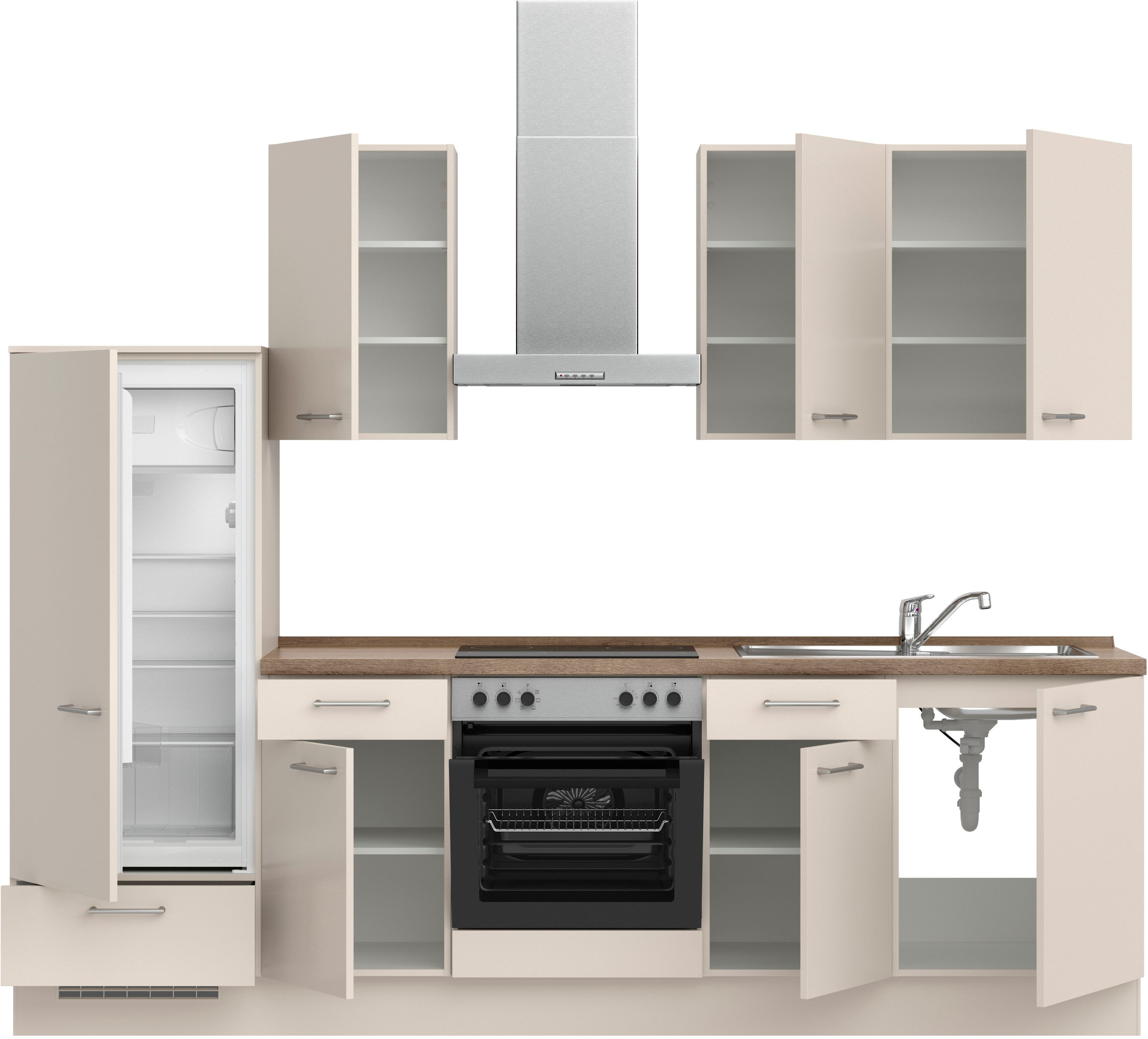 nobilia® Küchenzeile »"Laser I", Ausrichtung wählbar, Breite 270 cm« vormontiert, wahlw. mit unterschiedlichen E-Geräten-Sets