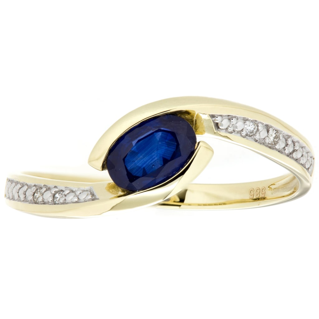 Firetti Goldring »Schmuck Geschenk Gold 333 Damenring Goldring Edelstein Farbstein«, mit Saphir - mit Brillanten