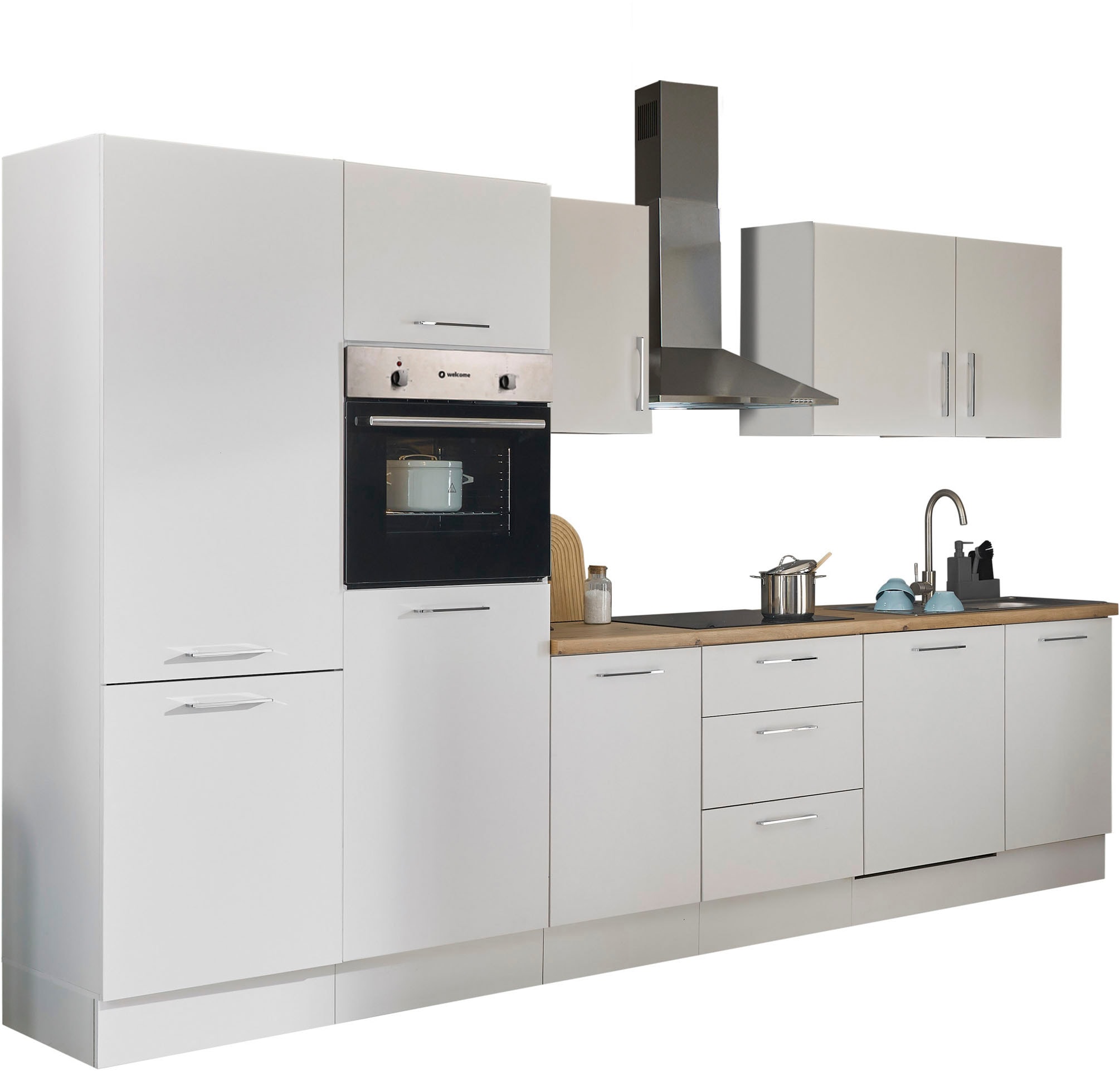 BASIC by Balculina Küchenzeile »Turin«, Breite 340 cm, wahlweise mit E-Geräten