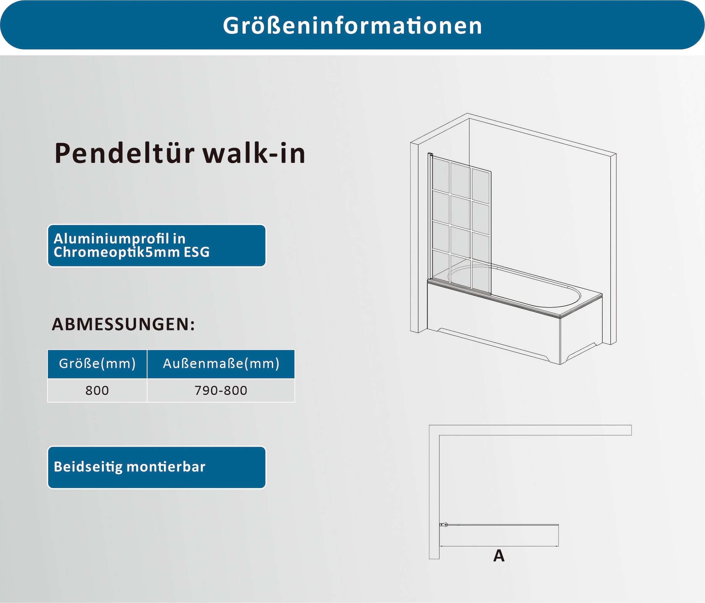welltime Badewannenaufsatz 12-Geteilter Badewannenaufsatz in trendigem Schwarz