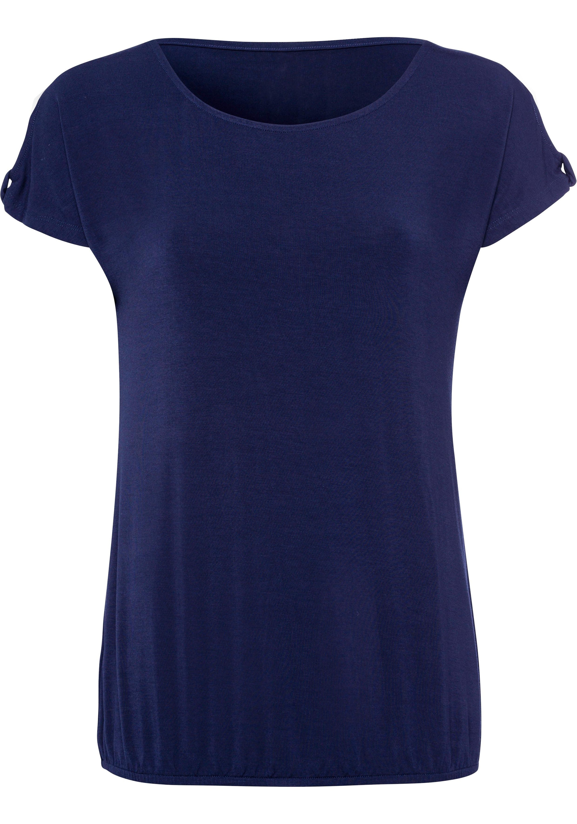 LASCANA T-Shirt »mit kleinem Cut-Out am Ärmel«, (2er-Pack), aus weichem Viskose-Stretch