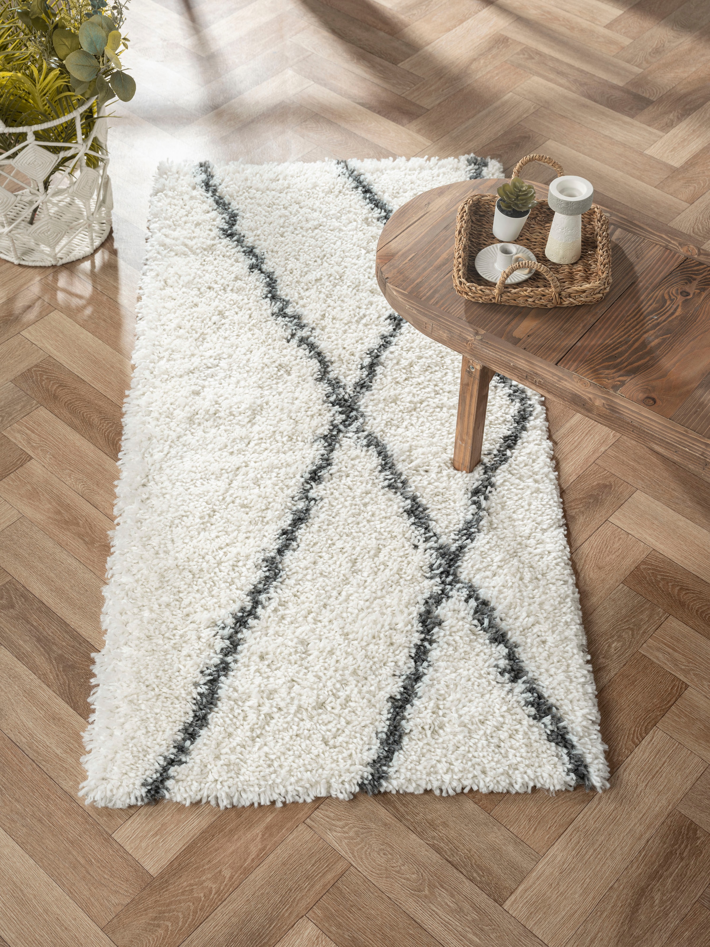 Myflair Möbel & Accessoires Hochflor-Teppich »My Shaggy Raute«, rechteckig, günstig online kaufen