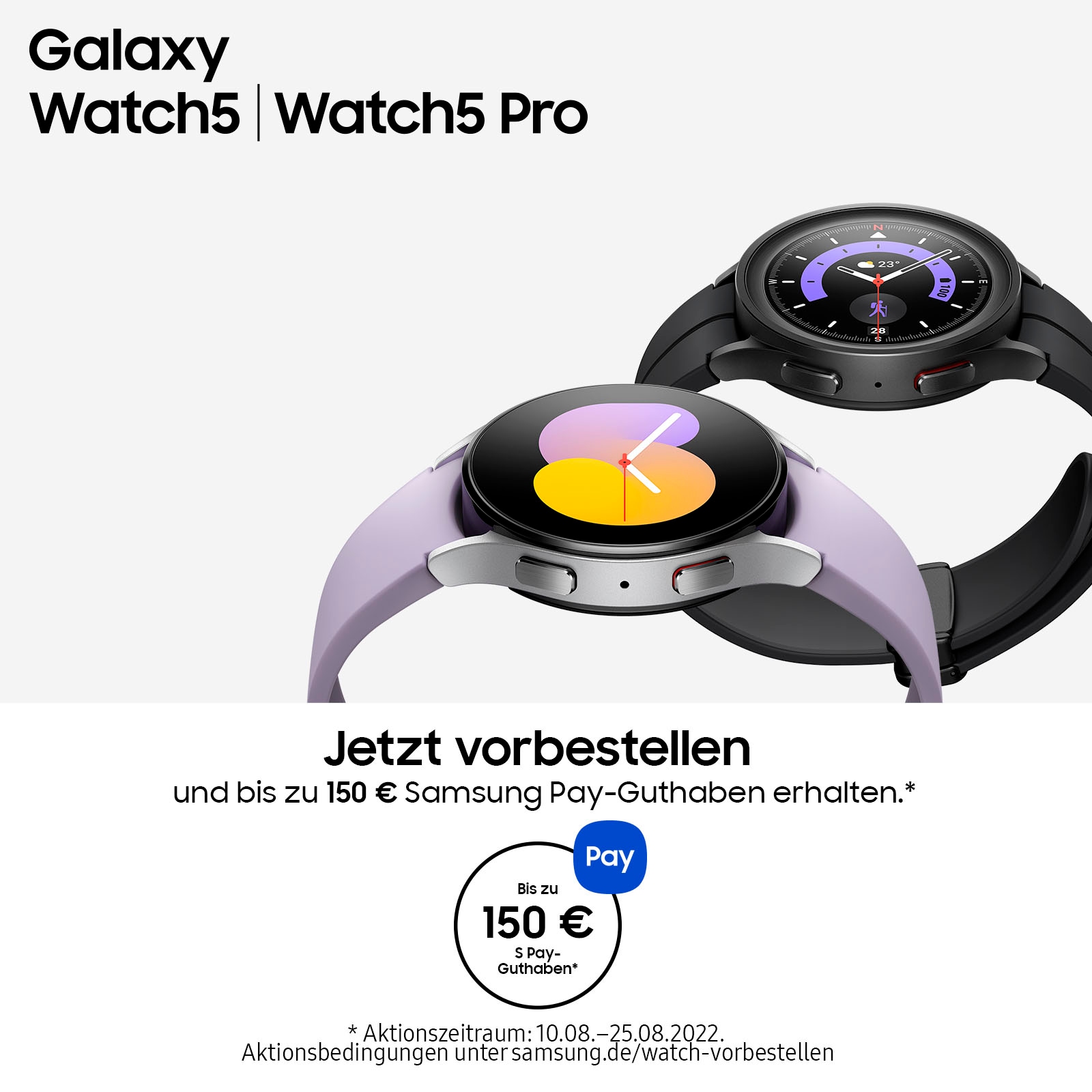 Samsung Smartwatch »Galaxy Watch 5 Pro 45mm BT«, (Wear OS by Samsung Fitness Uhr, Fitness Tracker, Gesundheitsfunktionen)