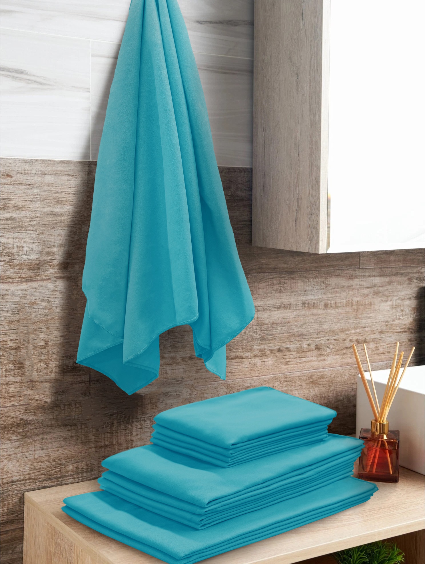 my home Reisehandtuch »Xavi, 4 x 40x60cm ideal als Sporthandtuch, Reisehandtuch«, (Set, 4 St.), als Serie und Set, sehr leicht, kompakt, schnelltrocknend, Mikrofaser
