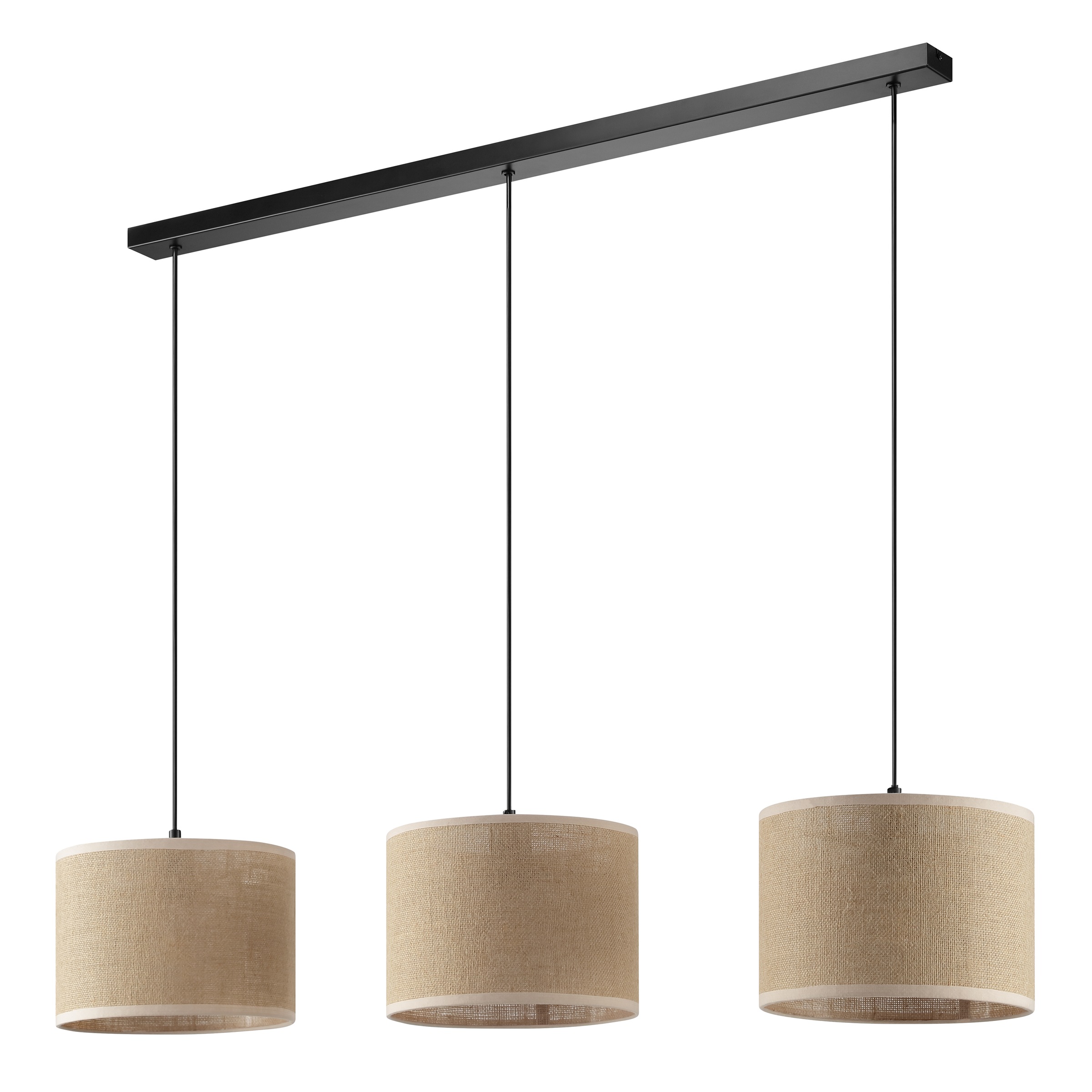 my home Pendelleuchte »Mindelstetten«, 3 flammig, Leuchtmittel E27 | ohne Leuchtmittel, mit Leinenstoffschirm, Höhe 110 cm, Breite 100 cm