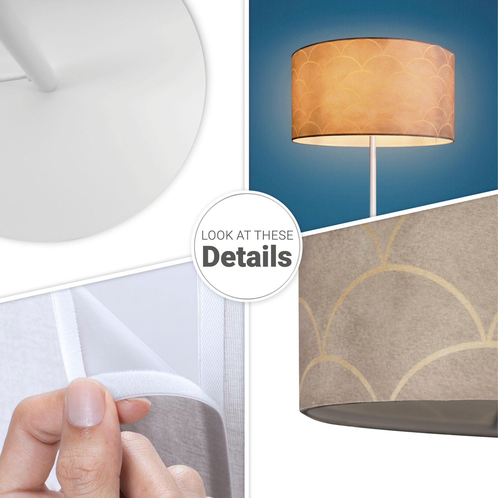 Paco Home Stehlampe »Luca Pillar« E27 Stehlampe Wohnzimmer  Mit Stoff Büro Modern Vintage Retro Muster E27