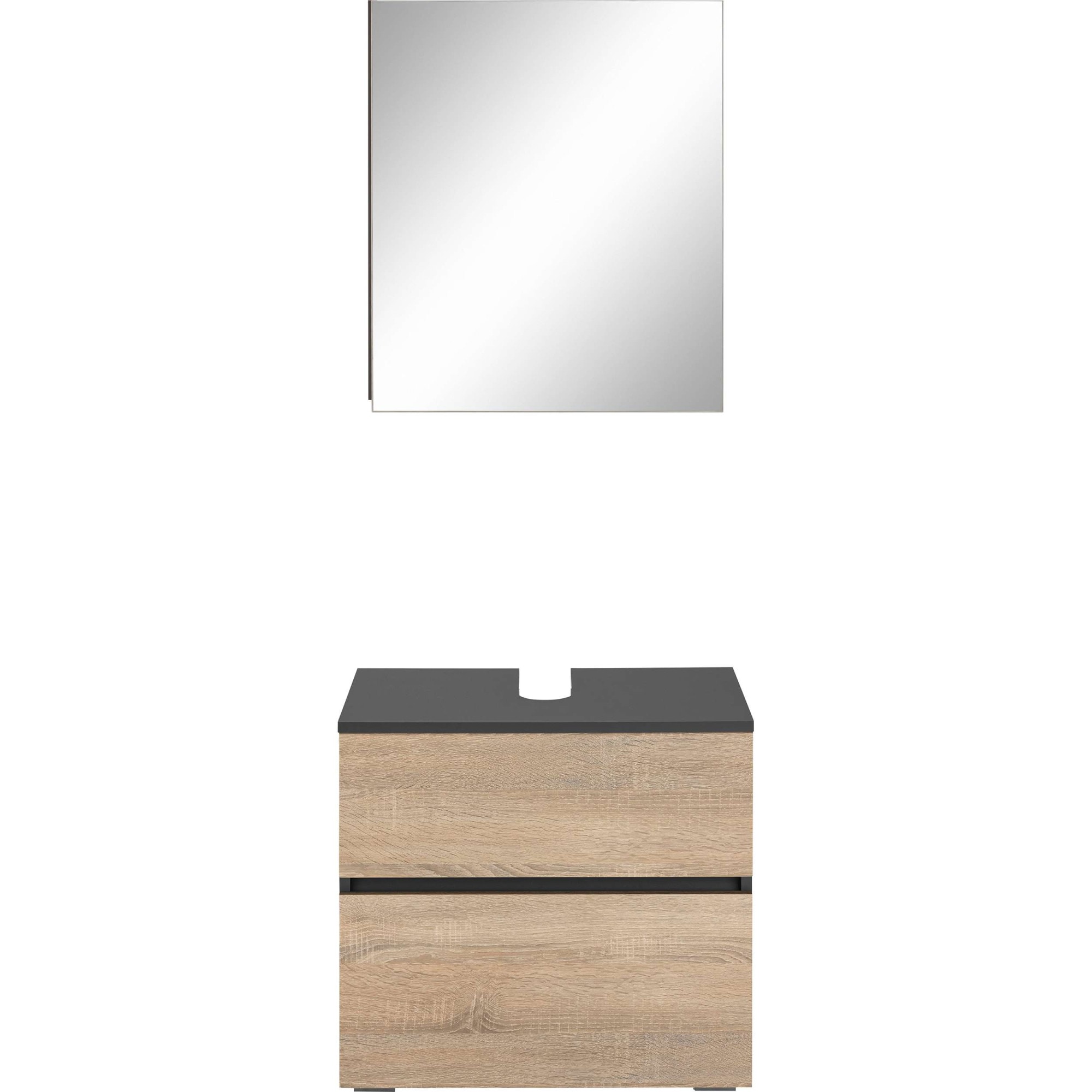 Home affaire Badmöbel-Set »Wisla«, (Set, 2 St.), Spiegelschrank, WBU mit Siphonausschnitt u. Push-to-open, Breite 60 cm