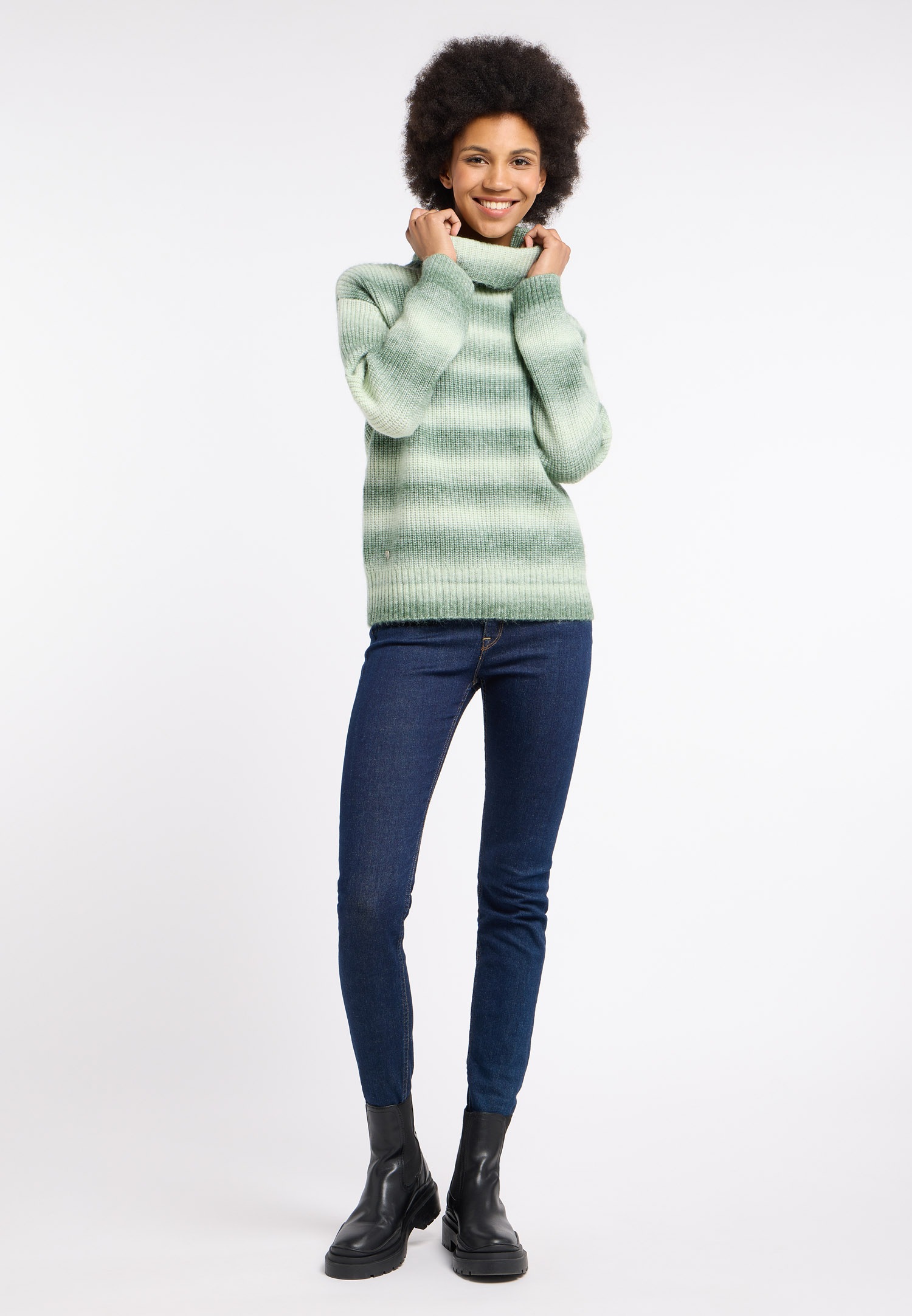 Ragwear Rollkragenpullover »SAFINA«, mit bunt gestreiftem Strickmuster