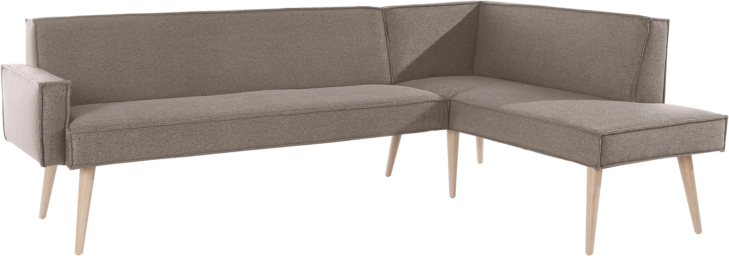 exxpo - sofa fashion Eckbank »Lungo, moderne Kedernaht, bequem und elegant, hoher Holzfuß«, hochwertige Detailverarbeitung, frei im Raum stellbar