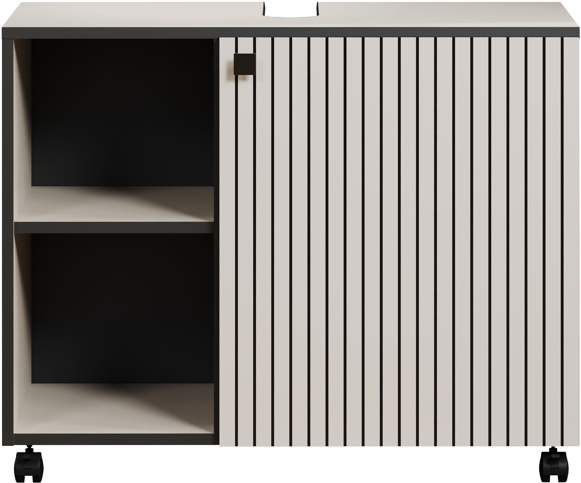 welltime Waschbeckenunterschrank »Amrum«, (1 St.), BxHxT 80 x 64 x 42cm Waschbeckenunterschrank Eiche Rillenoptik