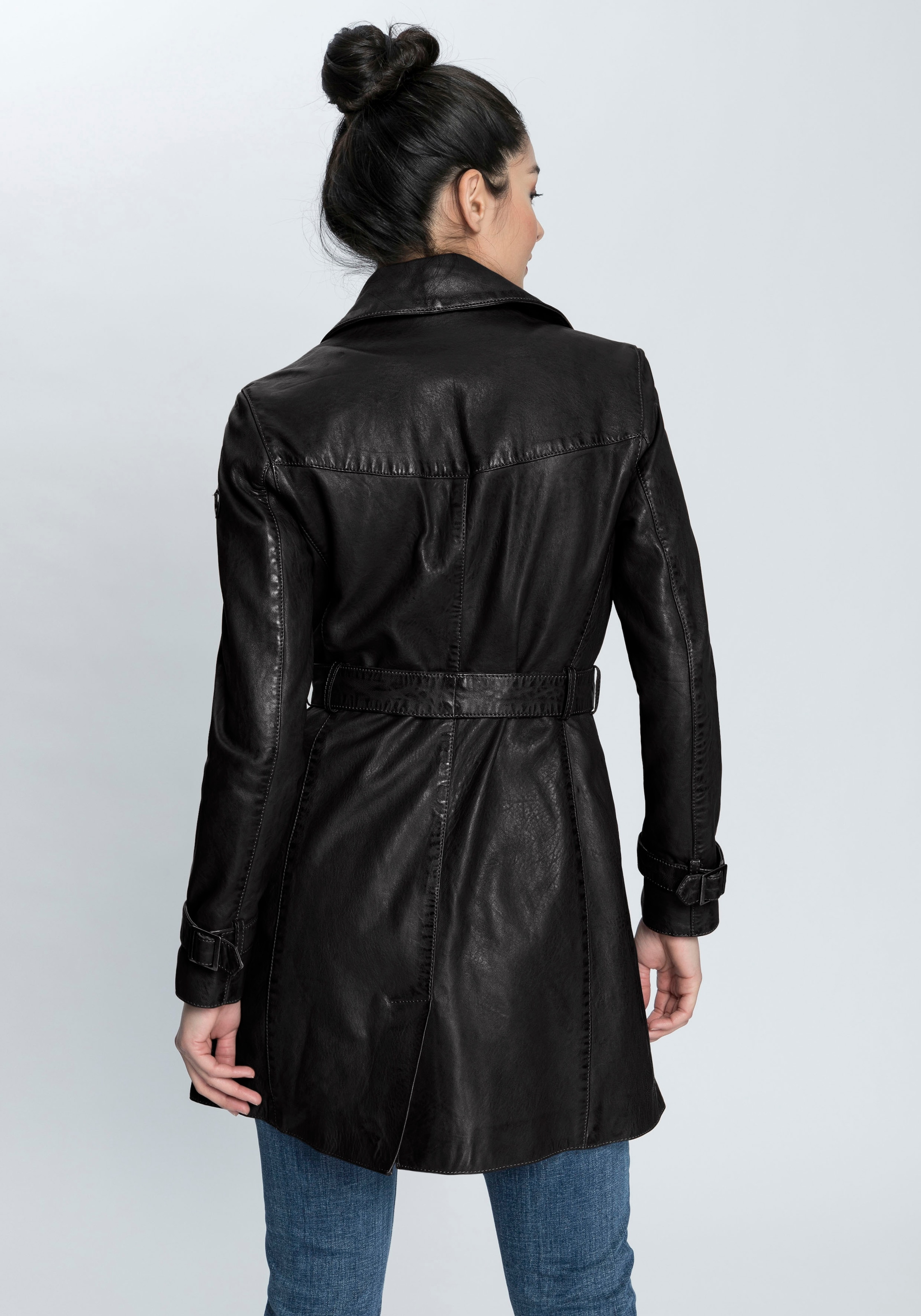 Mauritius Ledermantel »GWTaresa«, (2 tlg., mit Bindegürtel), Leder-Trenchcoat mit Bindegürtel