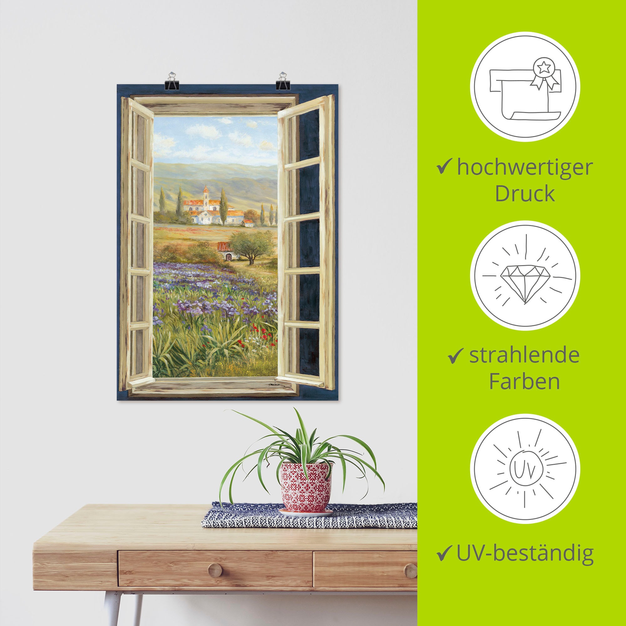 Artland Poster »Provence Fensterblick« Bilder von Europa 1 Stk. tlg. ohne Rahmen