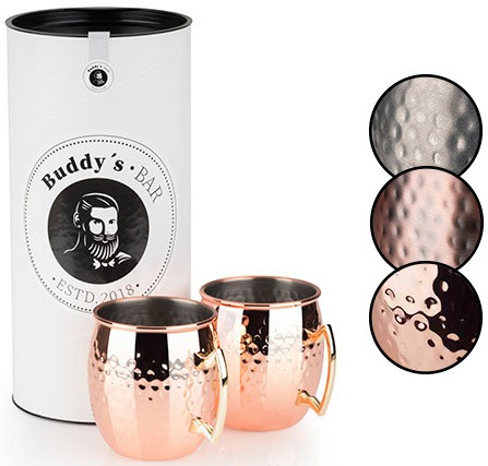 Buddy's Becher »Buddy´s Bar«, (Set, 2 tlg.), Moscow Mule Becher, 500 ml, hochwert. Edelstahl, Hammerschlag-Effekt
