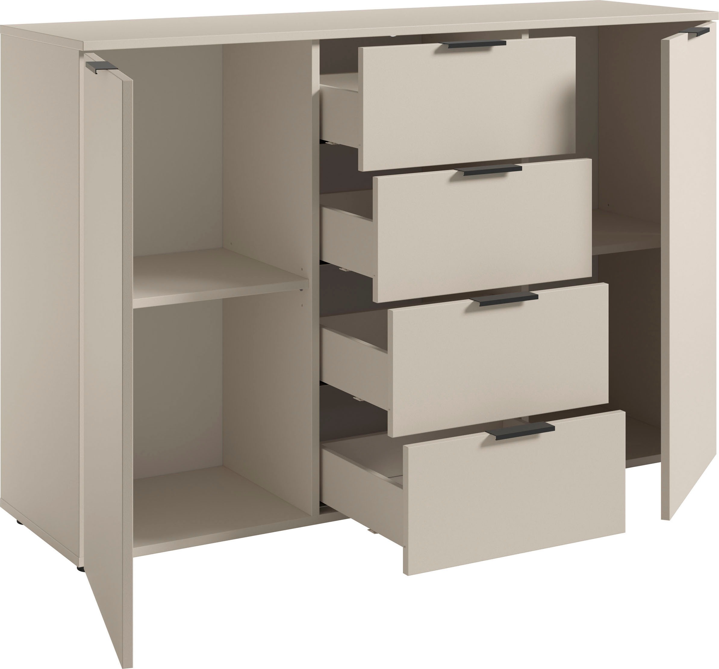 HBZ Sideboard »Linz Kommode, BxHxT 135x90x40cm«, (1 St.), Breite 135cm,Lip-Griff, Melaminbeschichtung