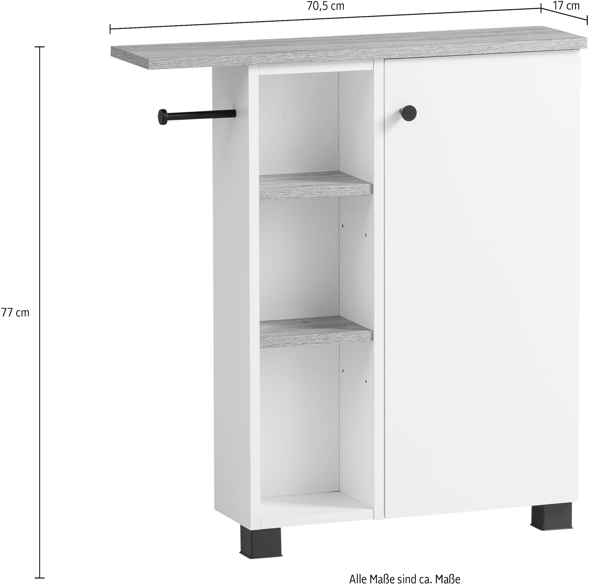 Schildmeyer Mehrzweckschrank »Balto, Breite 70 cm«, Holzdekor mit fühlbarer Struktur, Regal beidseitig montierbar