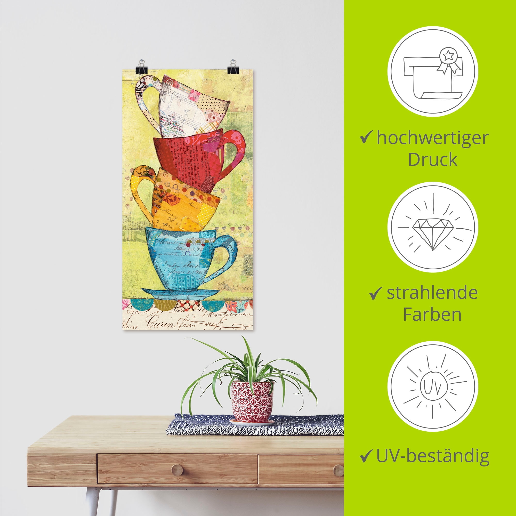 Artland Wandbild »Komm zum Kaffee«, Geschirr & Besteck, (1 St.), als Leinwandbild, Poster, Wandaufkleber in verschied. Größen