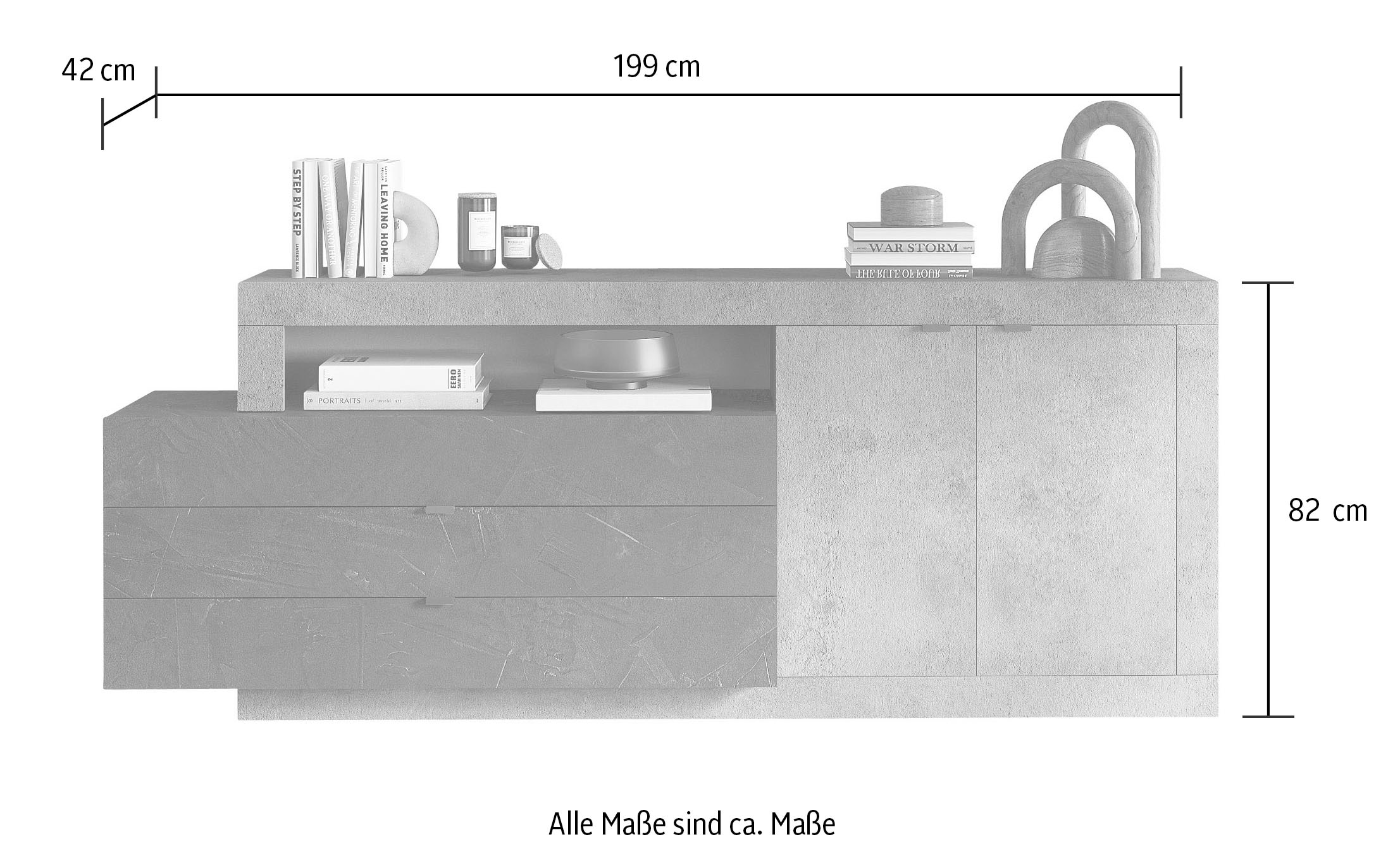 INOSIGN Sideboard »Freedom«, Breite 199 cm mit 2 Türen und 3 Schubkästen (in verschiedenen Farben)