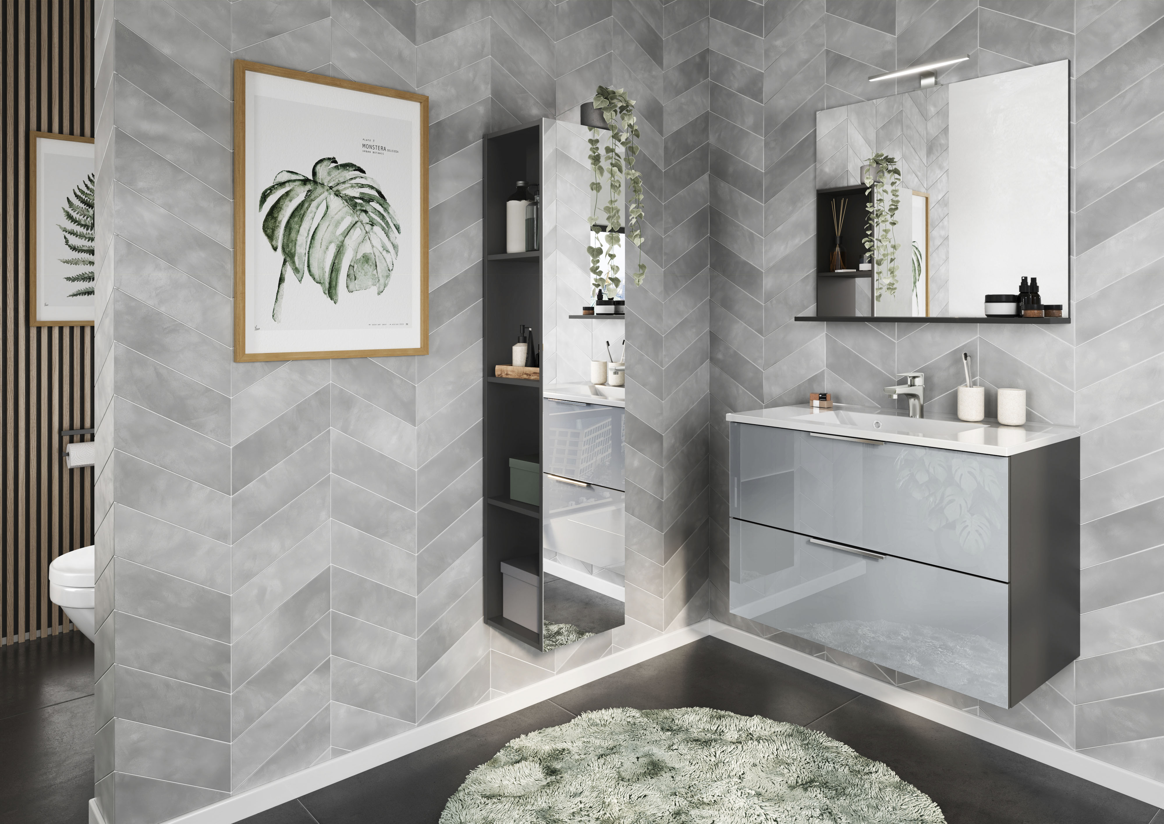 GERMANIA Badregal Regal mit verspiegelter Front und festen Einlegeböden, 4 günstig online kaufen