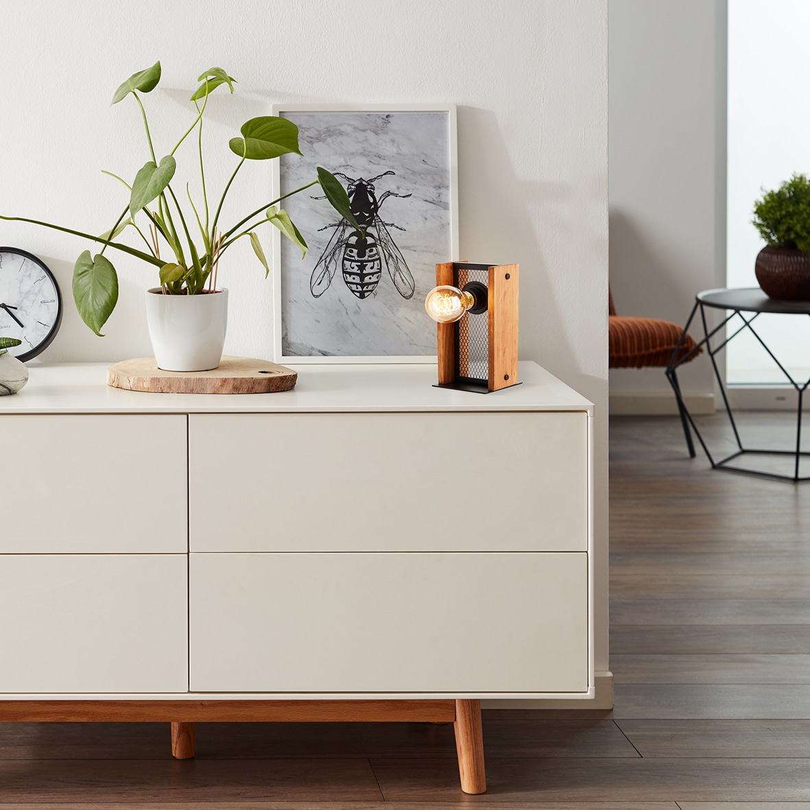 Brilliant Tischleuchte »Calandra« E27 1 Stk. 24 x 12 x 12 cm, E27, Metall/Holz, schwarz/holz