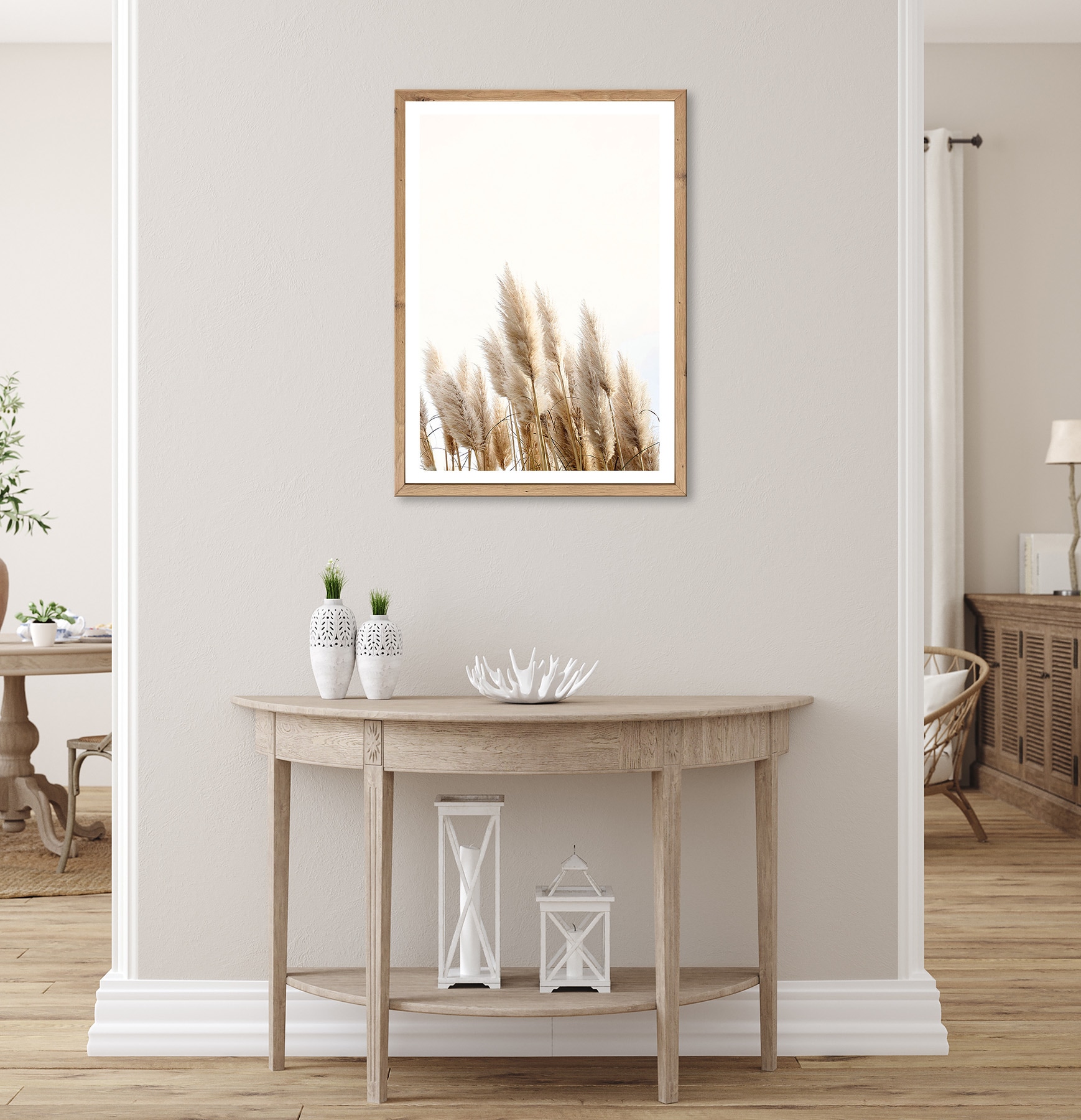 Bönninghoff Bild mit Rahmen »Wandbild gerahmt GETREIDE HALME 50x70 cm – Helles Naturmotiv Scandi« Gräser | Natur | Pflanzen | Pflanzenbilder 1 Stk. tlg. mit dekorativem Rahmen