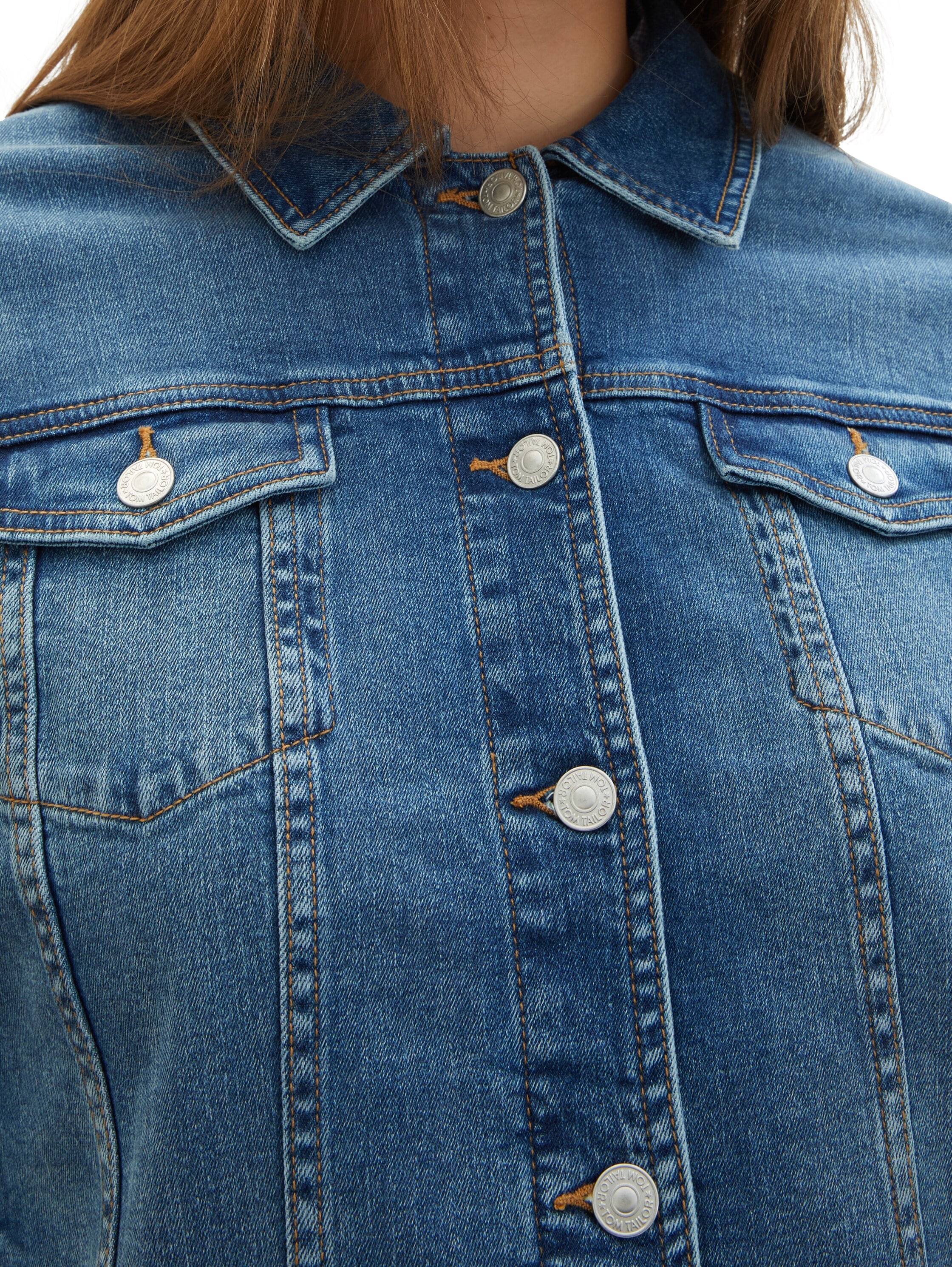TOM TAILOR PLUS Jeansjacke, ohne Kapuze, mit Knopfleiste und Stretch