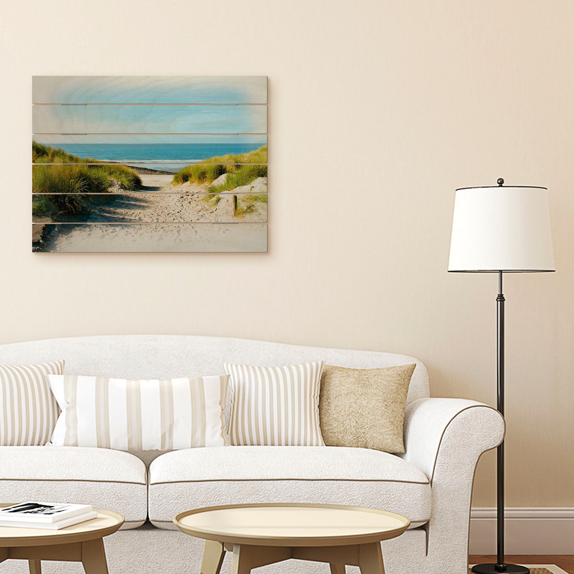 Artland Holzbild »Strand mit Sanddünen und Weg zur See«, Strandbilder, (1 St.)