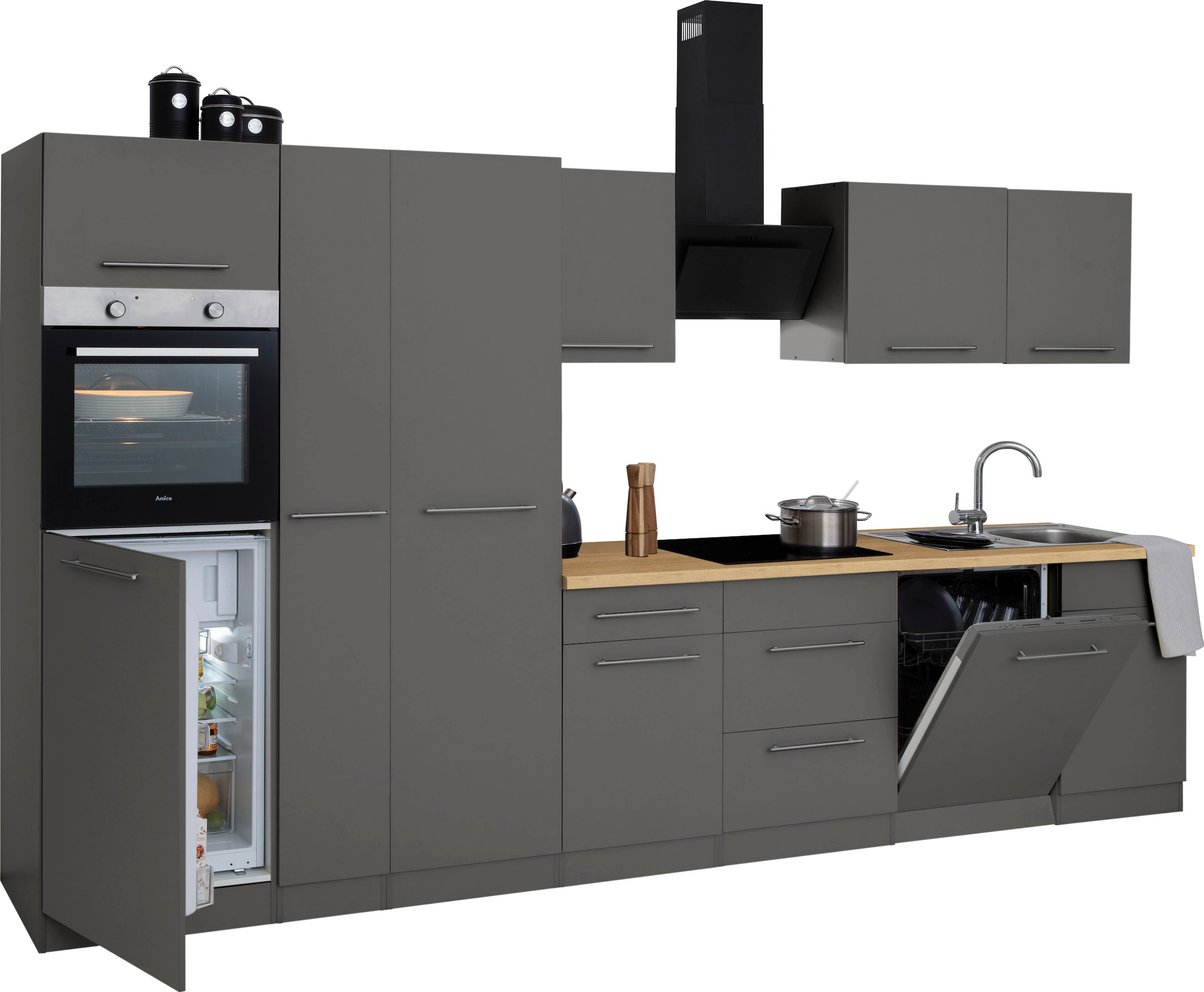 wiho Küchen Küchenzeile »Unna«, mit E-Geräten, Breite 360 cm