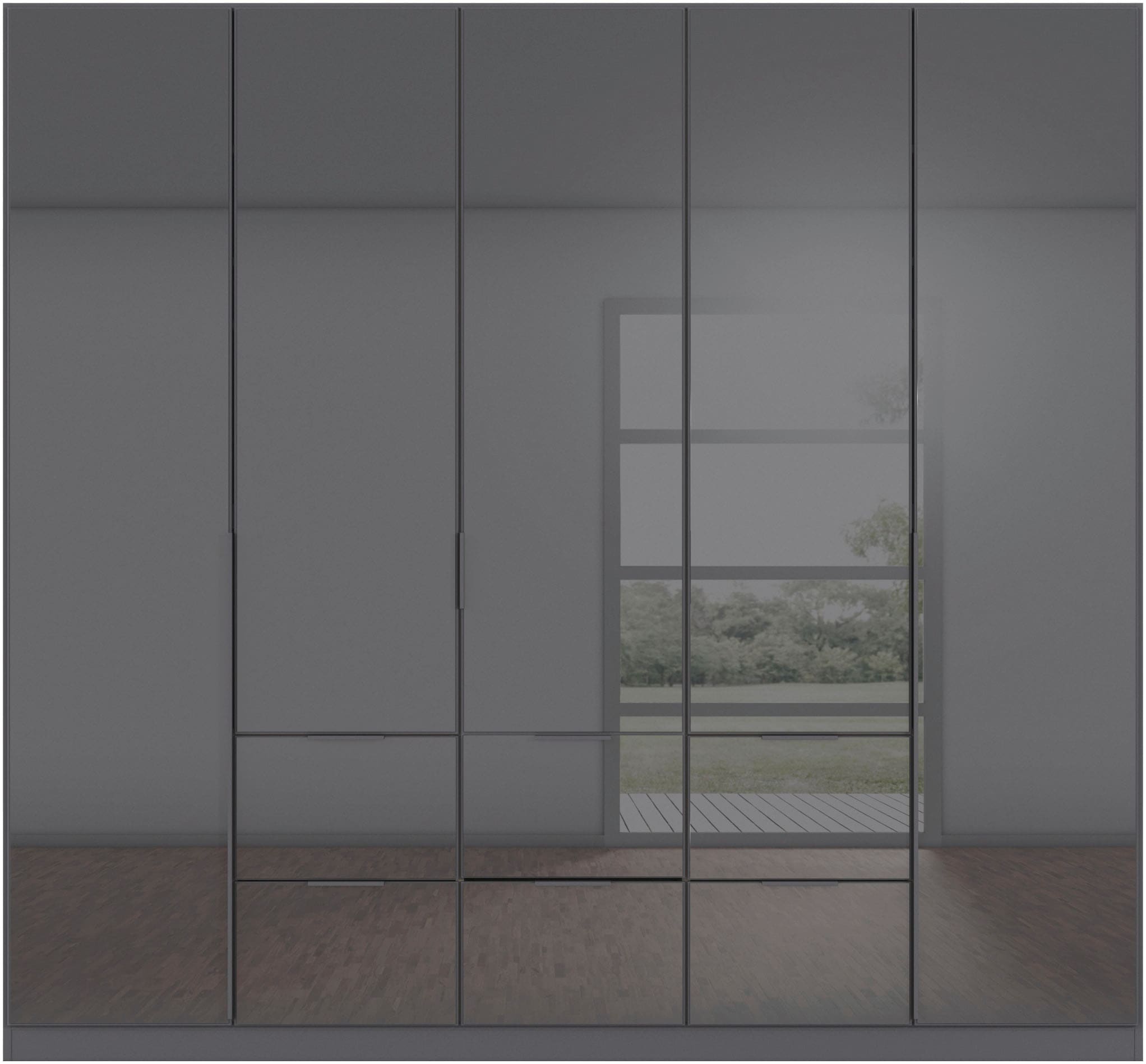 rauch Drehtürenschrank »Kleiderschrank Kleiderschränke Schrank Garderobe AGORDO mit Glasfront«, (in zwei Griff-Farben mit Glasfront), mit Außenschubkästen, in 6 Breiten und 2 Höhen MADE IN GERMANY