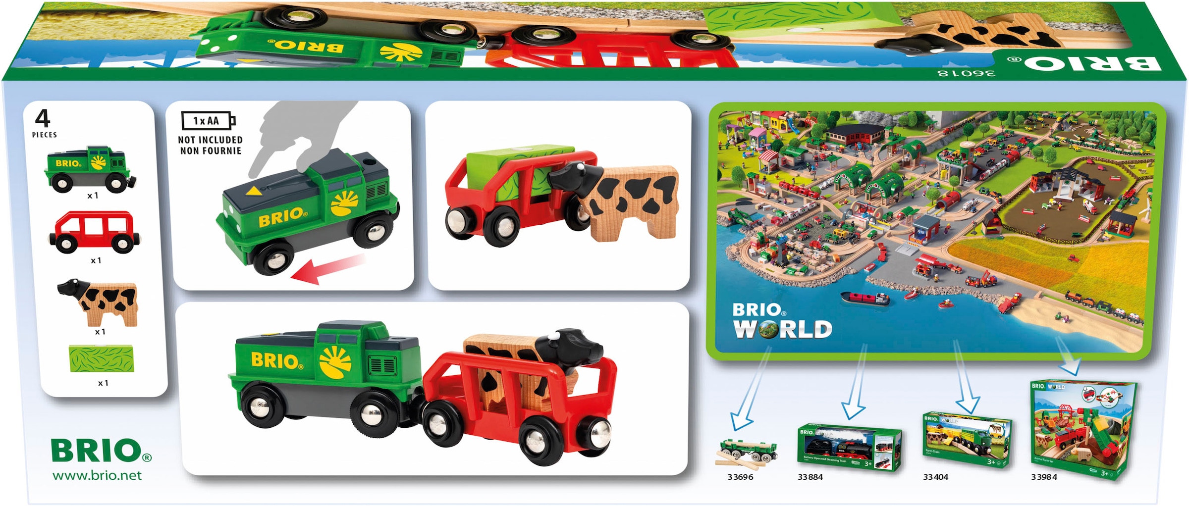 BRIO® Spielzeug-Eisenbahn »BRIO® WORLD, Bauernhof Batterie-Zug«, FSC®- schützt Wald - weltweit