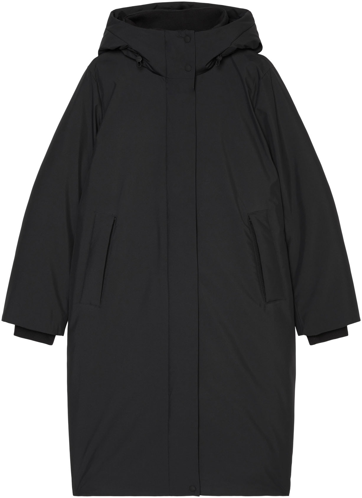 MARC O'POLO DENIM Langmantel Tunnelzug in der Taille und Reißverschlüsse an den Seiten black L L Wintermantel von Marc O'Polo