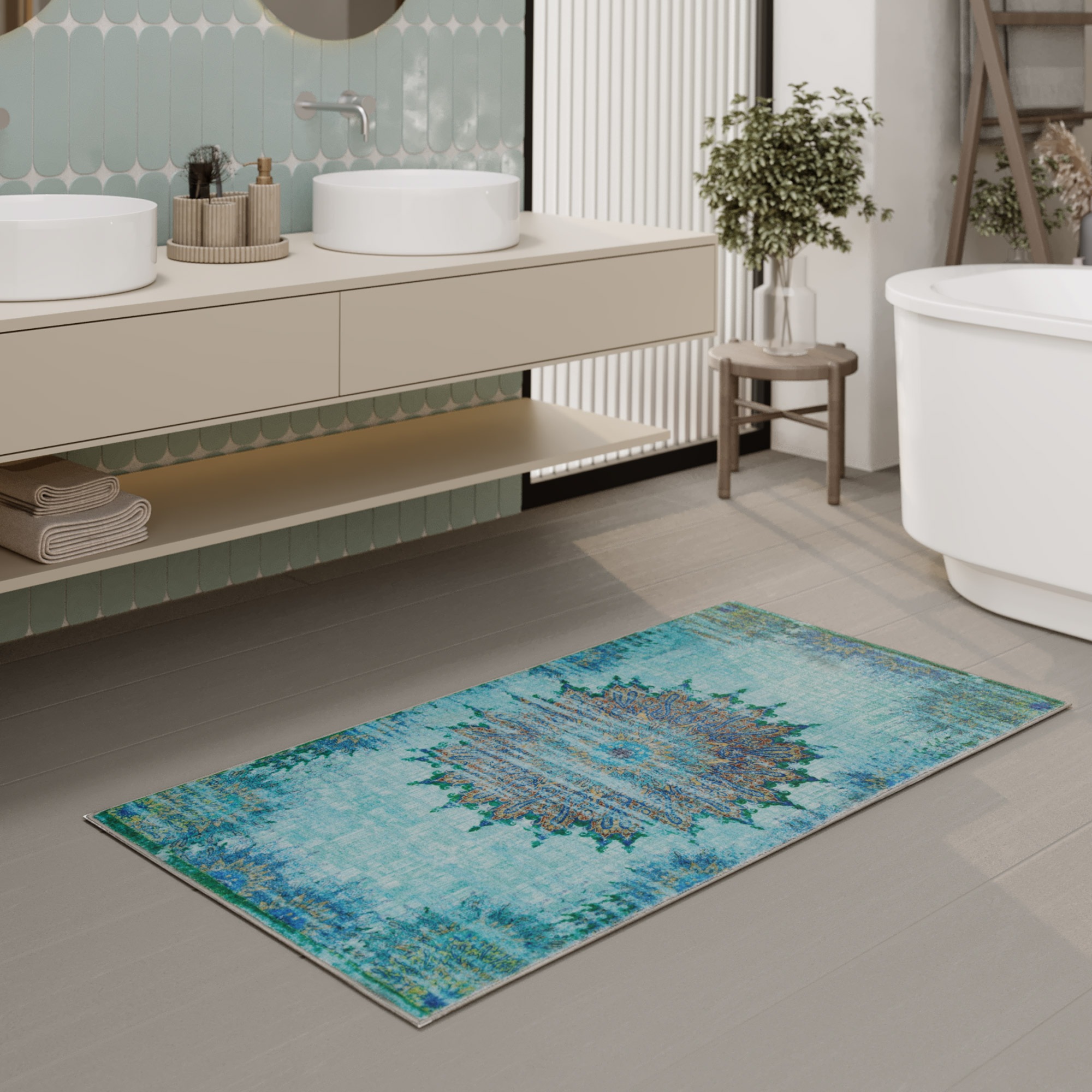 Wecon home Badematte »Healing« Höhe 0,5 mm fußbodenheizungsgeeignet Vintage günstig online kaufen