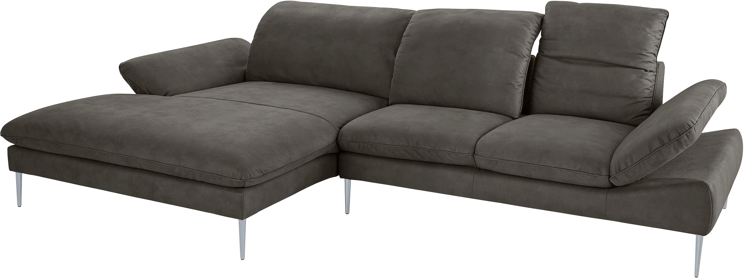 W.SCHILLIG Ecksofa »enjoy&MORE, Designsofa, bequem, zeitlos und elegant, L-Form«, mit Sitztiefenverstellung, Füße silber matt, Breite 340 cm
