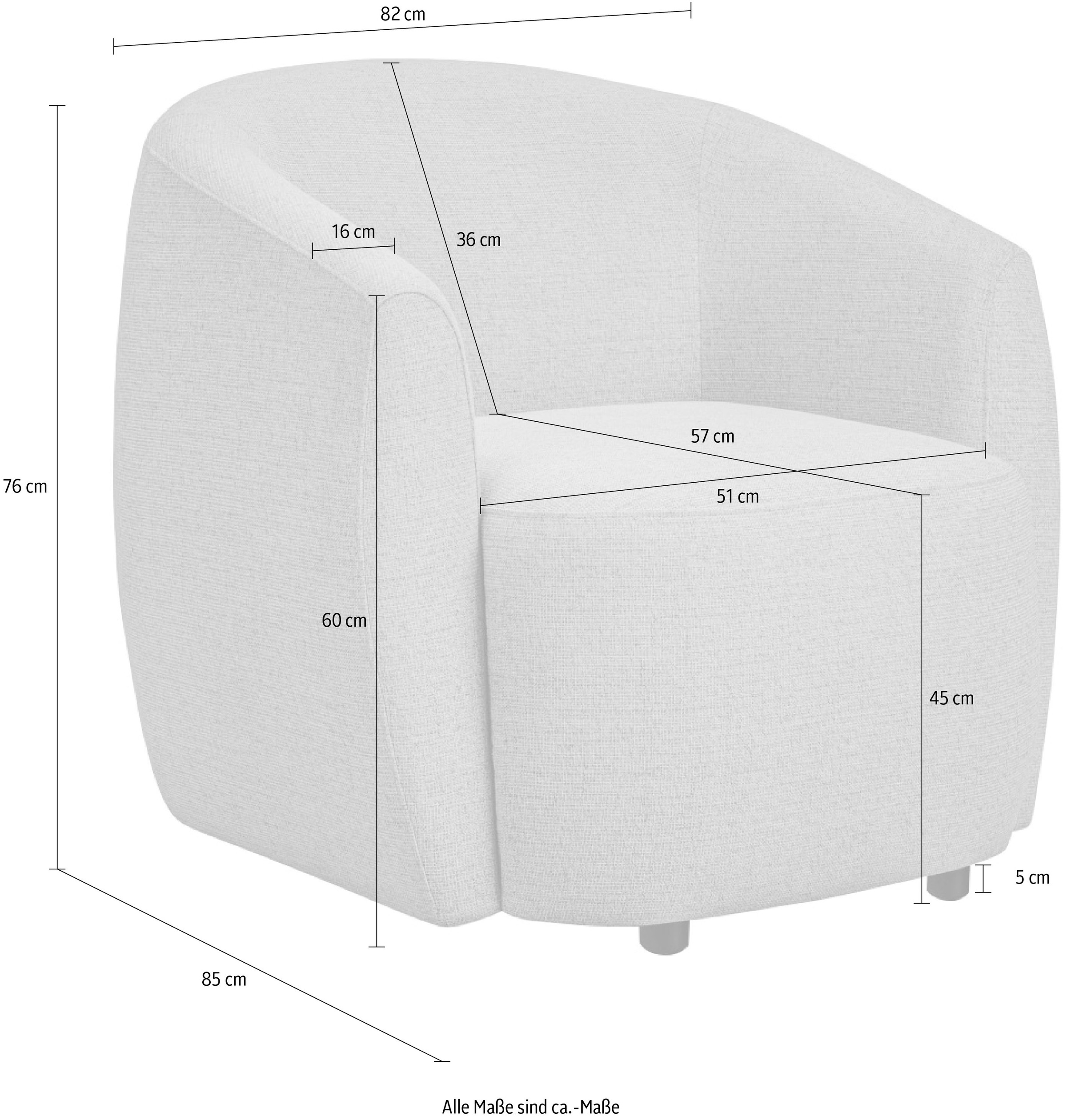 andas Sessel »Vallsta«, Breite 85 cm, Chenille oder Boucle Stoff, Drehfunktion verfügbar