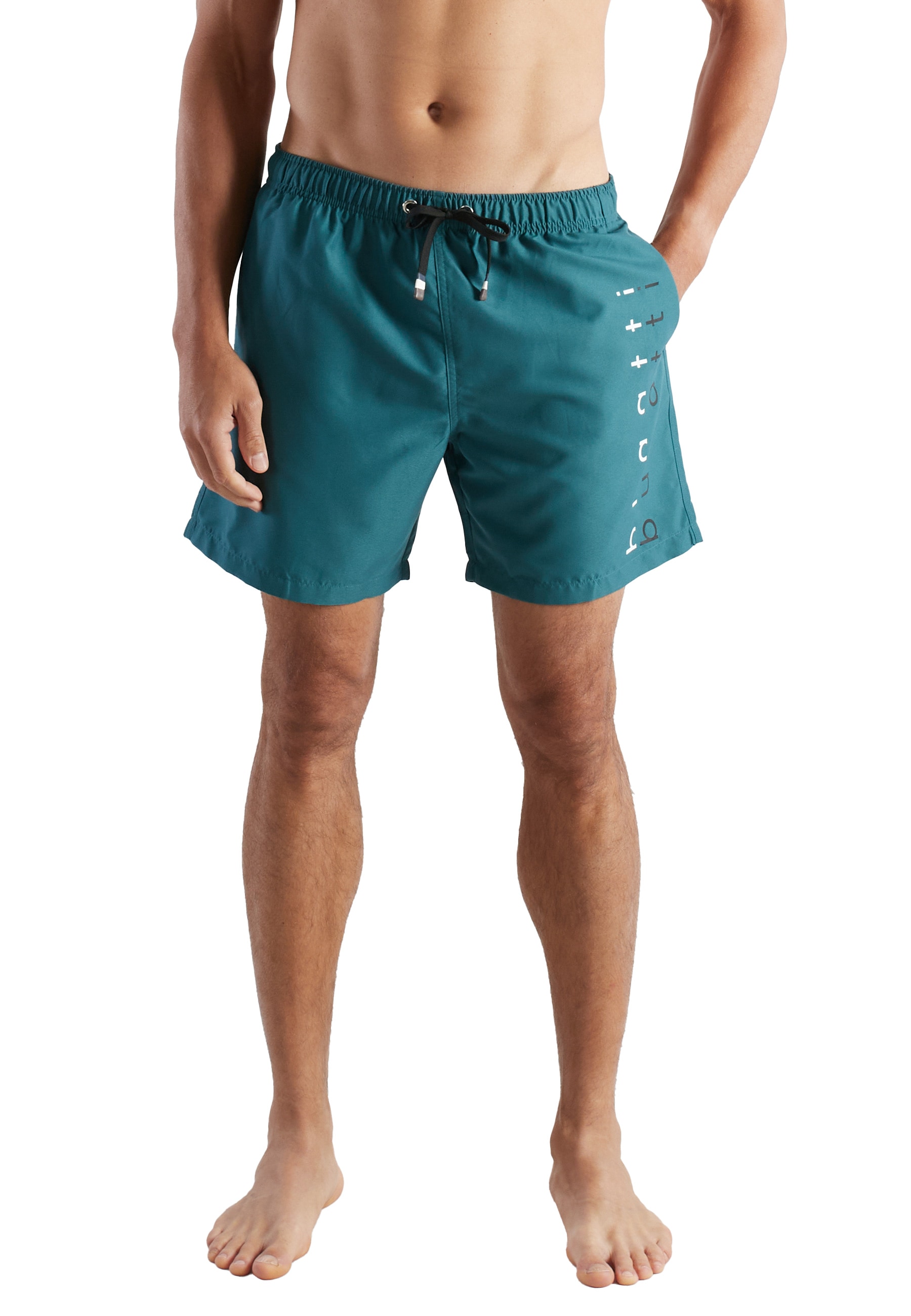 bugatti Badeshorts basic, mit Logo, mit Kordelzug, bequem