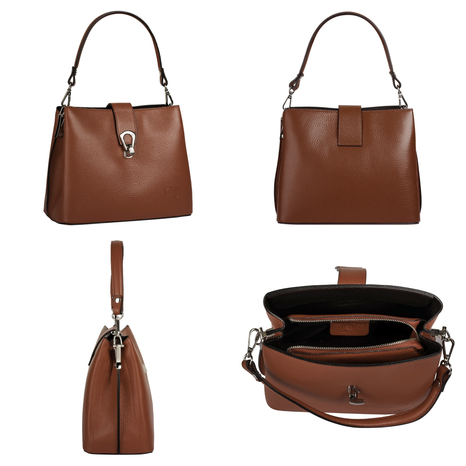 Cluty Umhängetasche, echt Leder, Made in Italy