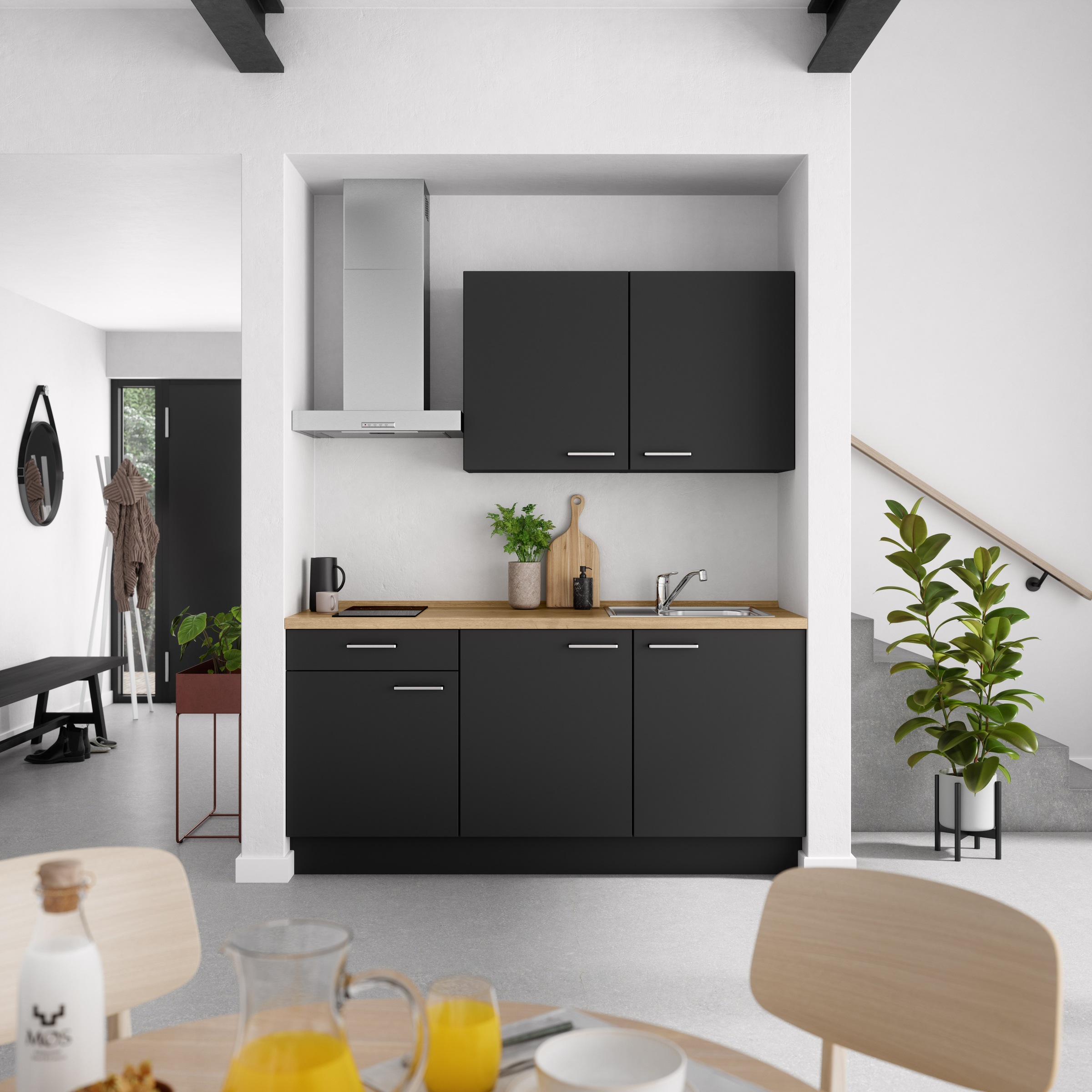 nobilia® Küchenzeile »"Touch I", NEU: individuell anpassbar mit gratis Profi-Beratung« vormontiert, Breite 180 cm, Ausrichtung wählbar, wahlw. mit E-Geräten