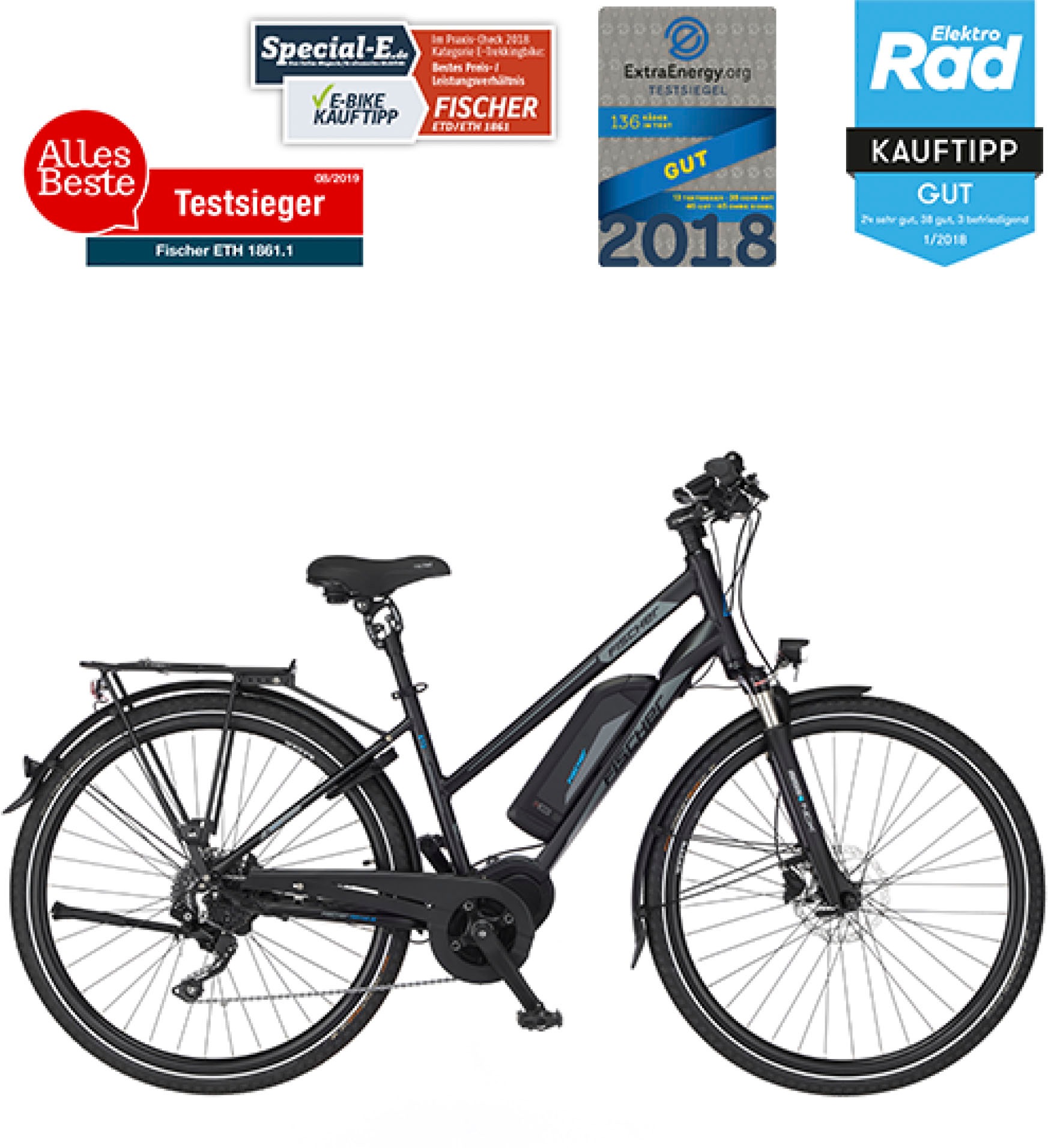 FISCHER Fahrrad E-Bike »VIATOR ETD 1861«, 10 Gang, Shimano, Deore, Mittelmotor 250 W, (mit Faltschloss), Pedelec, Elektrofahrrad für Damen u. Herren