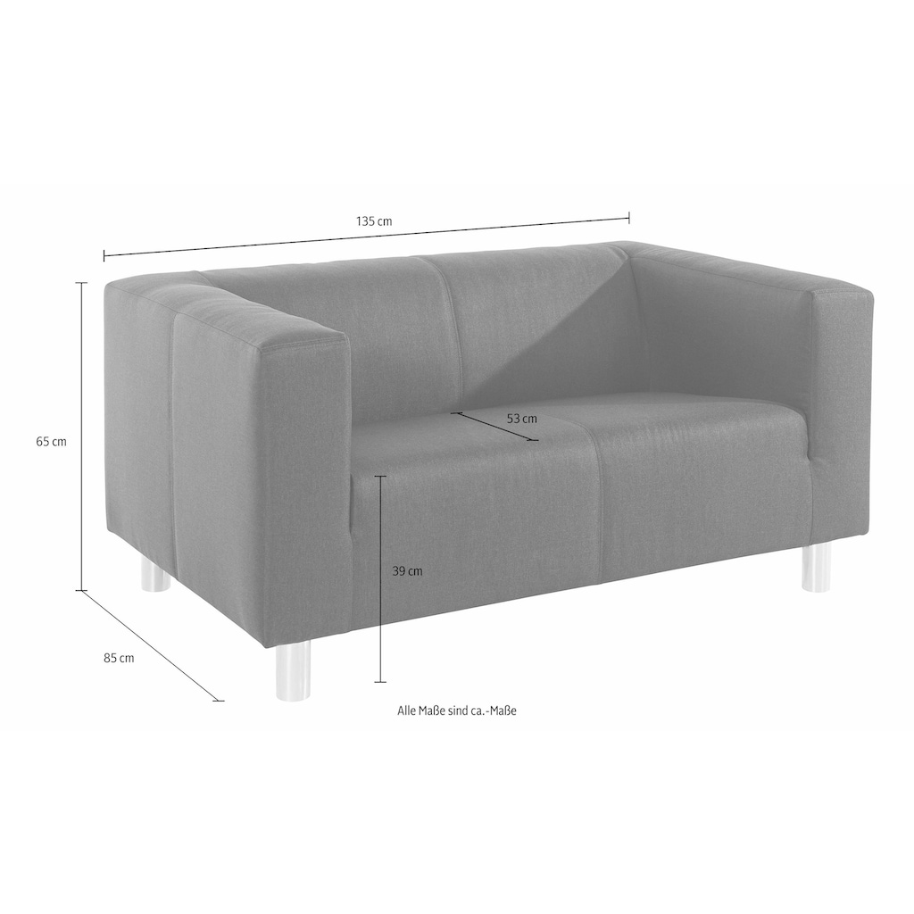 INOSIGN 2-Sitzer »Clip«, inkl. komfortablem Wellenfederkern, Maße (B/T/H): 135/85/65 cm