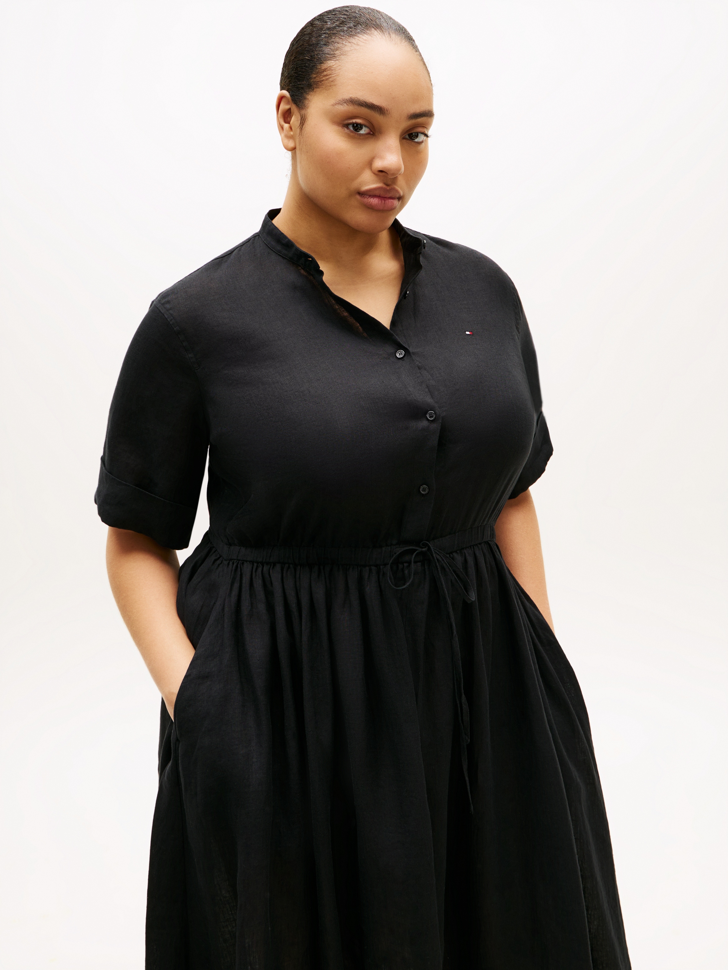 Tommy Hilfiger Curve A-Linien-Kleid »CRV LINEN MIDI SHIRT DRESS SS« in großen Größen