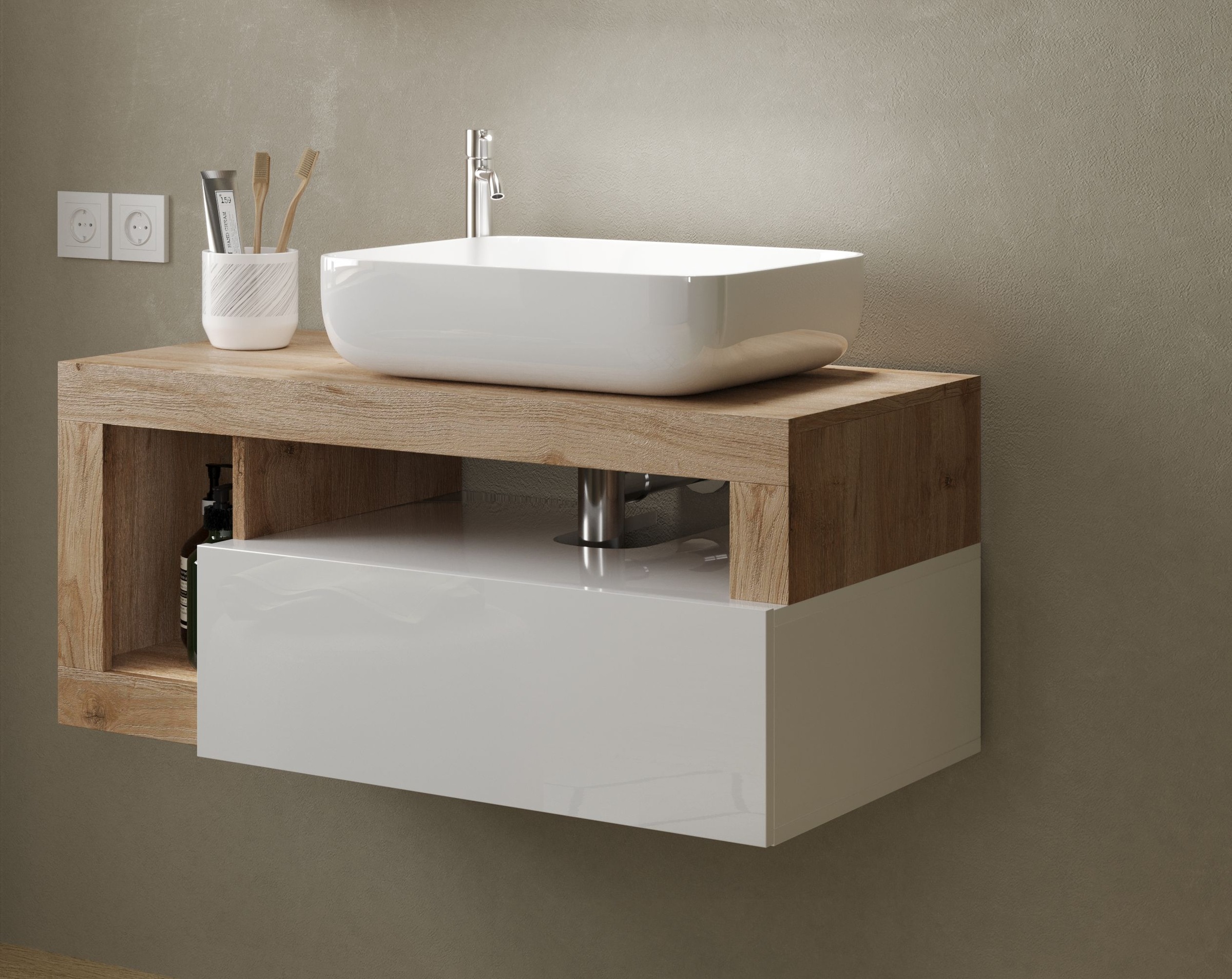 welltime Waschtisch "Hamburg" 1 Schubkasten, Breite 92 cm, Soft-Close, inkl günstig online kaufen