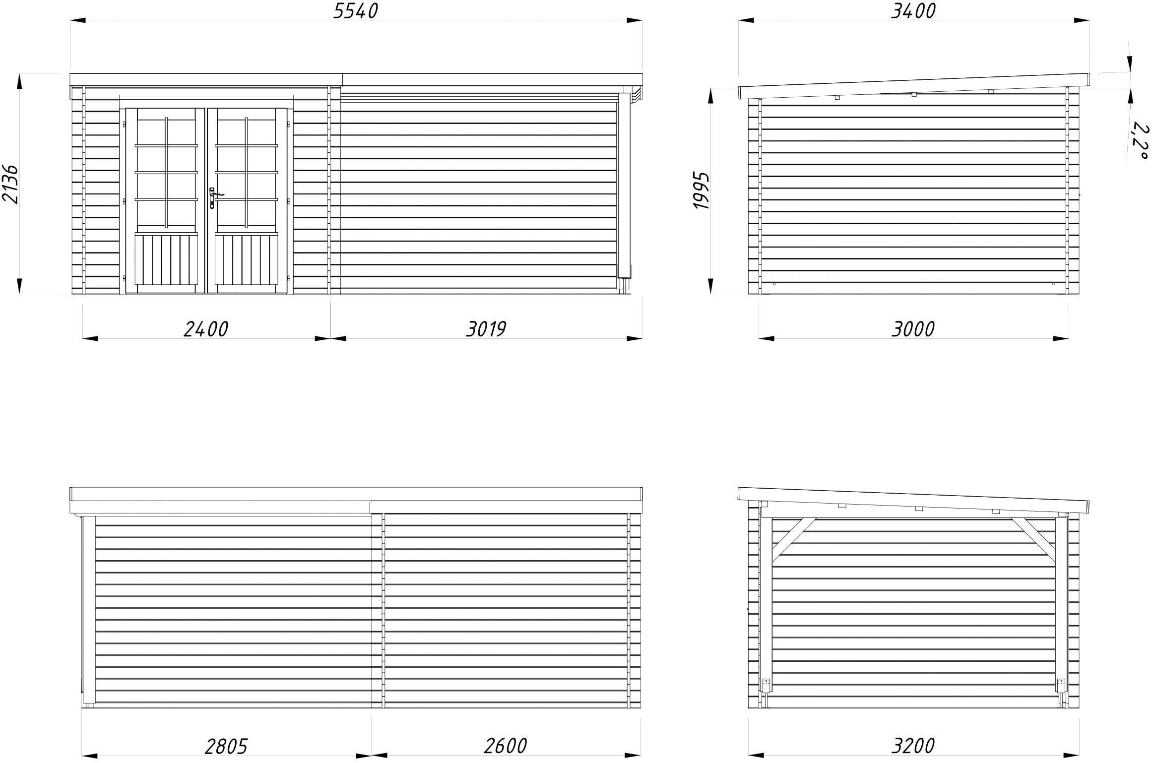 Palmako Gartenhaus »Ella« verschiedene Farben