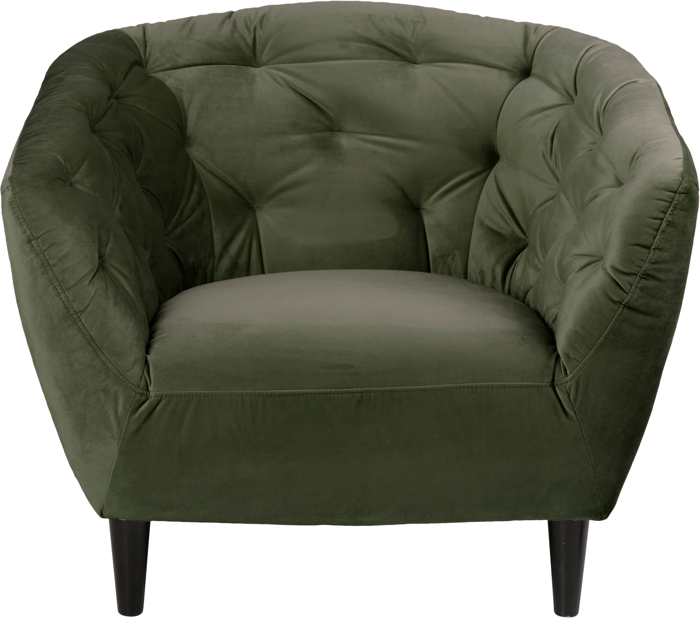 ACTONA GROUP Loungesessel »Ria Armlehnstuhl, Polstersessel, Einzelsofa, Relaxsessel,«, 1-Sitzer, Samtstoff, Massivholz-Beine, Taschenfederkern, Tufting
