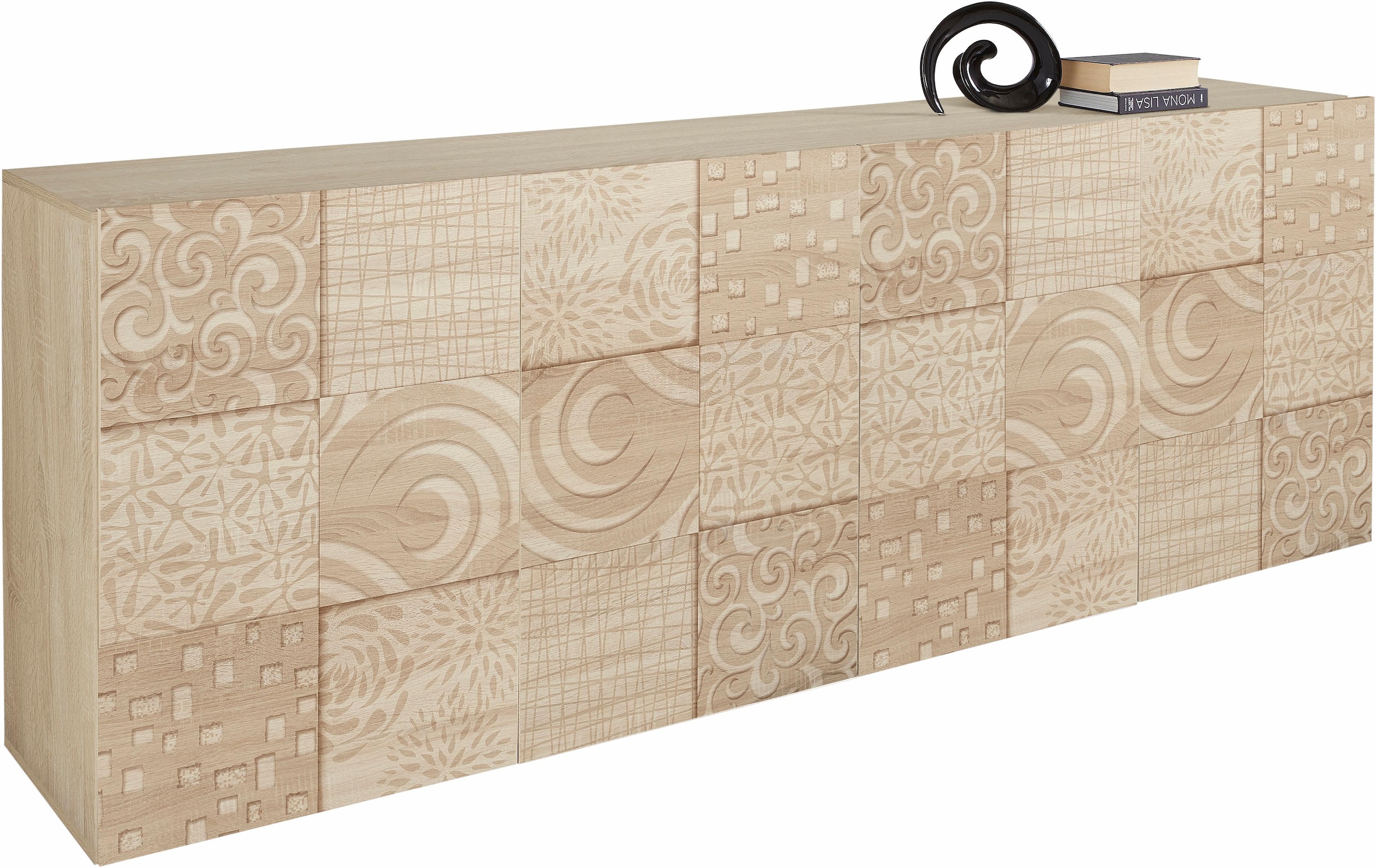 INOSIGN Sideboard »Miro«, Breite 241 cm mit dekorativem Siebdruck
