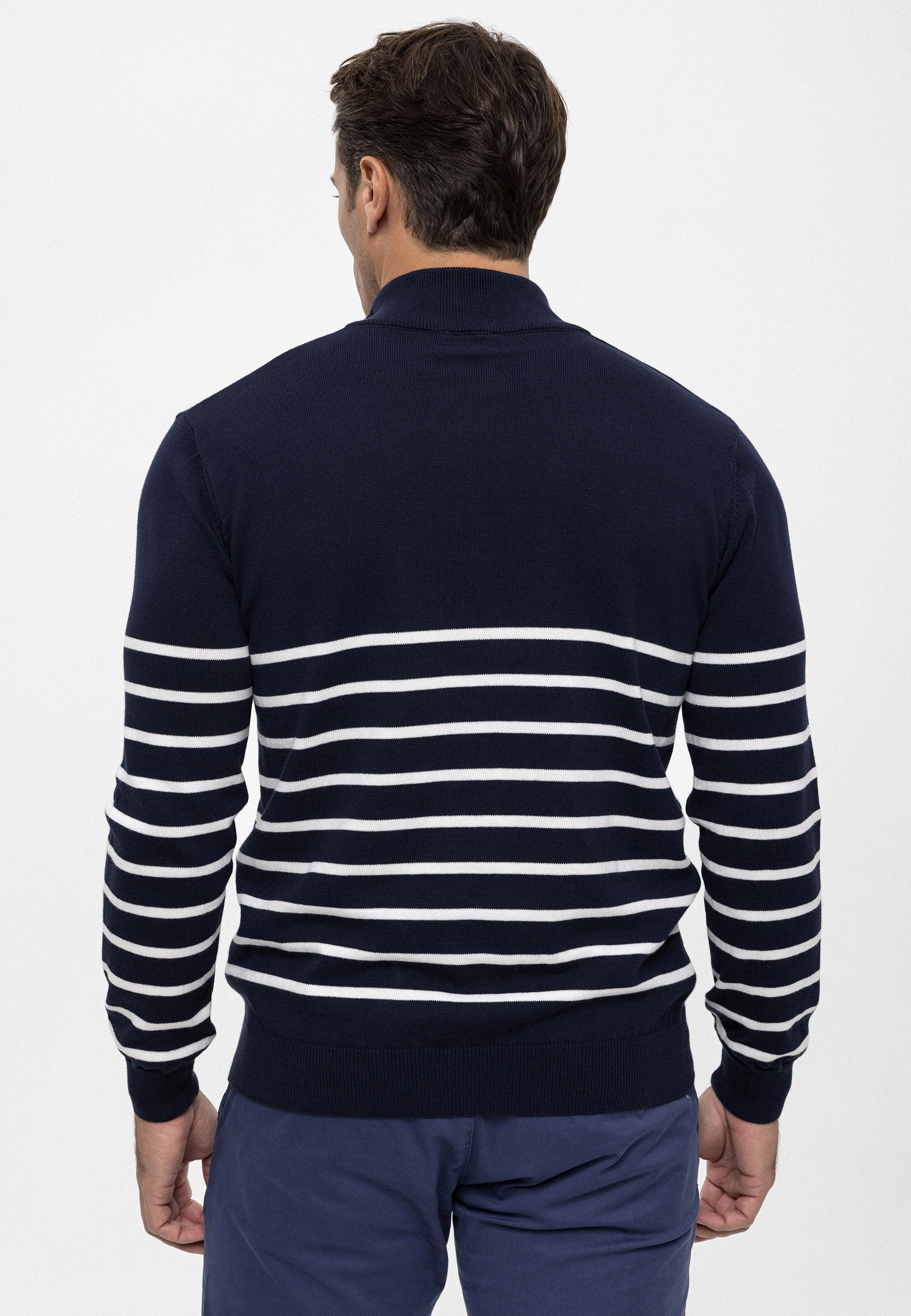 Felix Hardy Stehkragenpullover »Gestreifter Pullover mit halbem Reißverschluss«