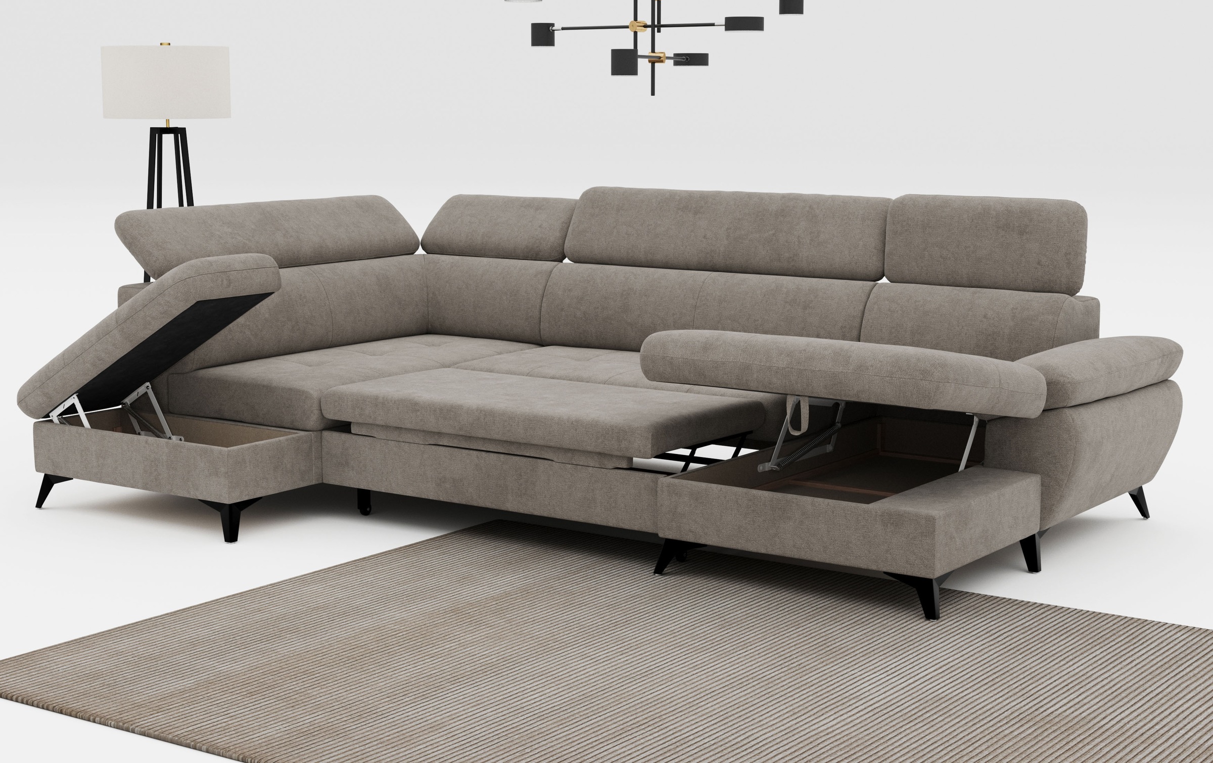 COTTA Wohnlandschaft »Hudson U-Form«, mit Kopfteilverstellung, wahlweise mit Bettfunktion & Bettkasten