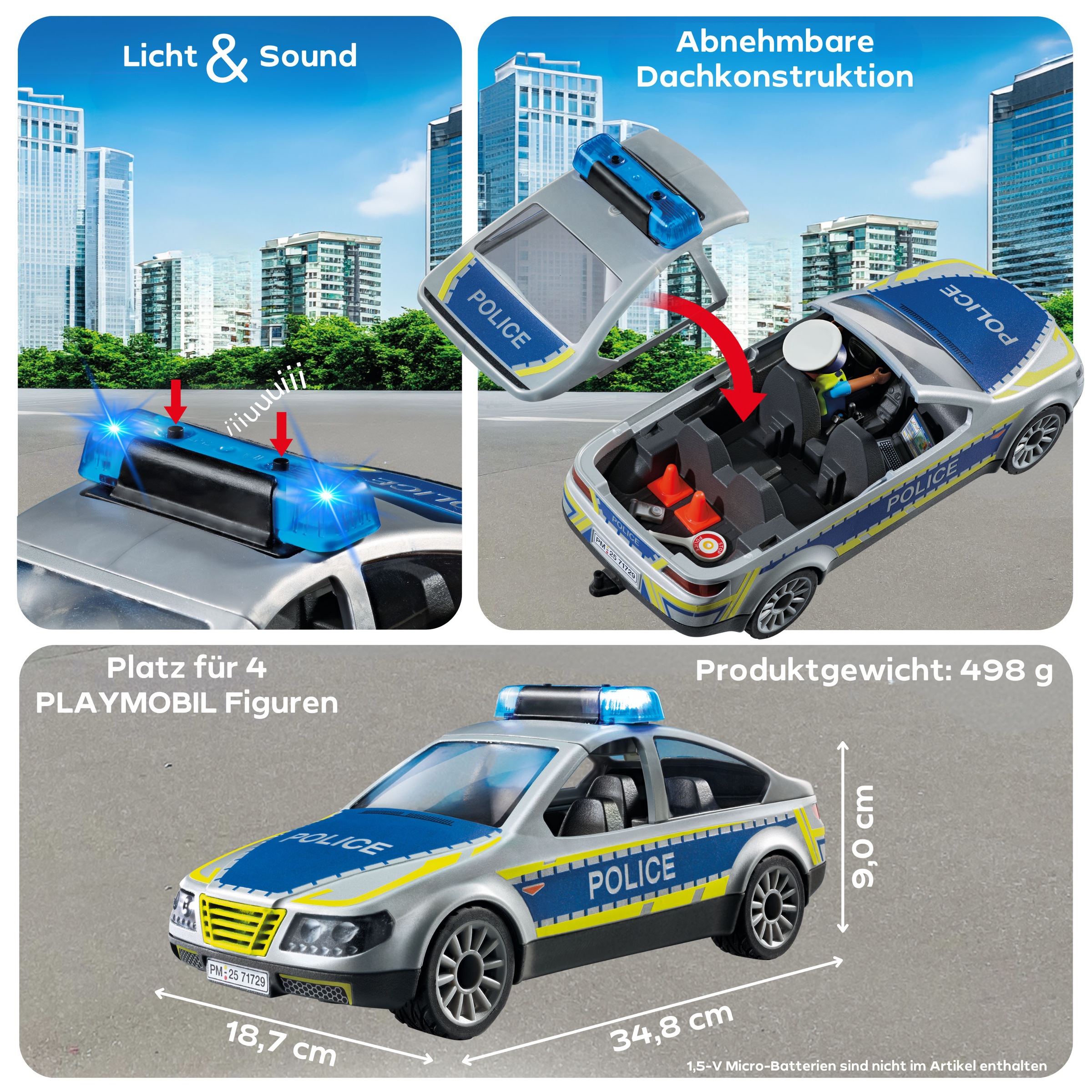 Playmobil® Konstruktions-Spielset »Polizei Streifenwagen (71729), Playmobil Action Heroes«, (24 St.)