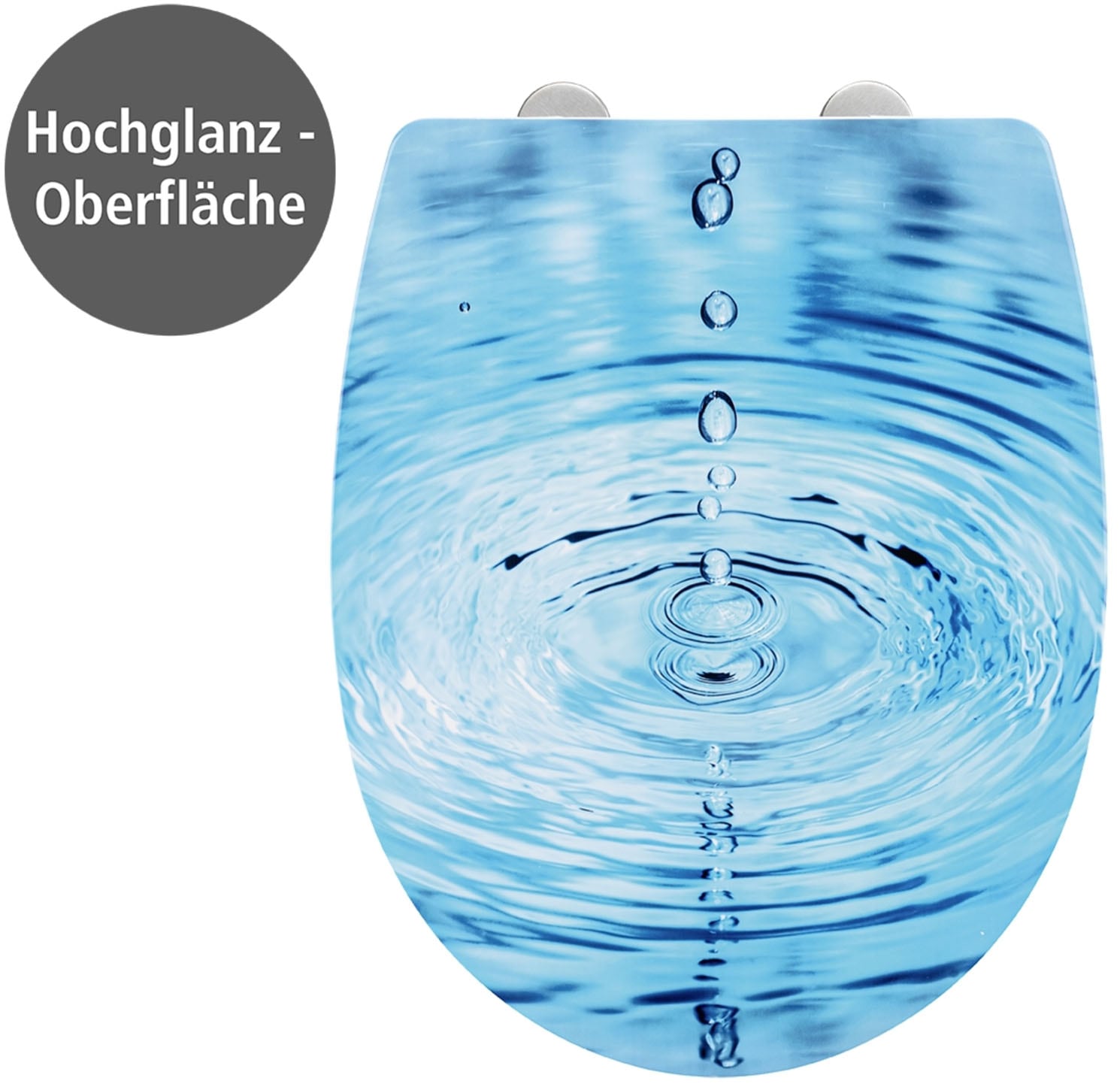 WENKO WC-Sitz »Droplets« glänzender Toilettensitz aus Thermoplast mit Motiv, Absenkautomatik
